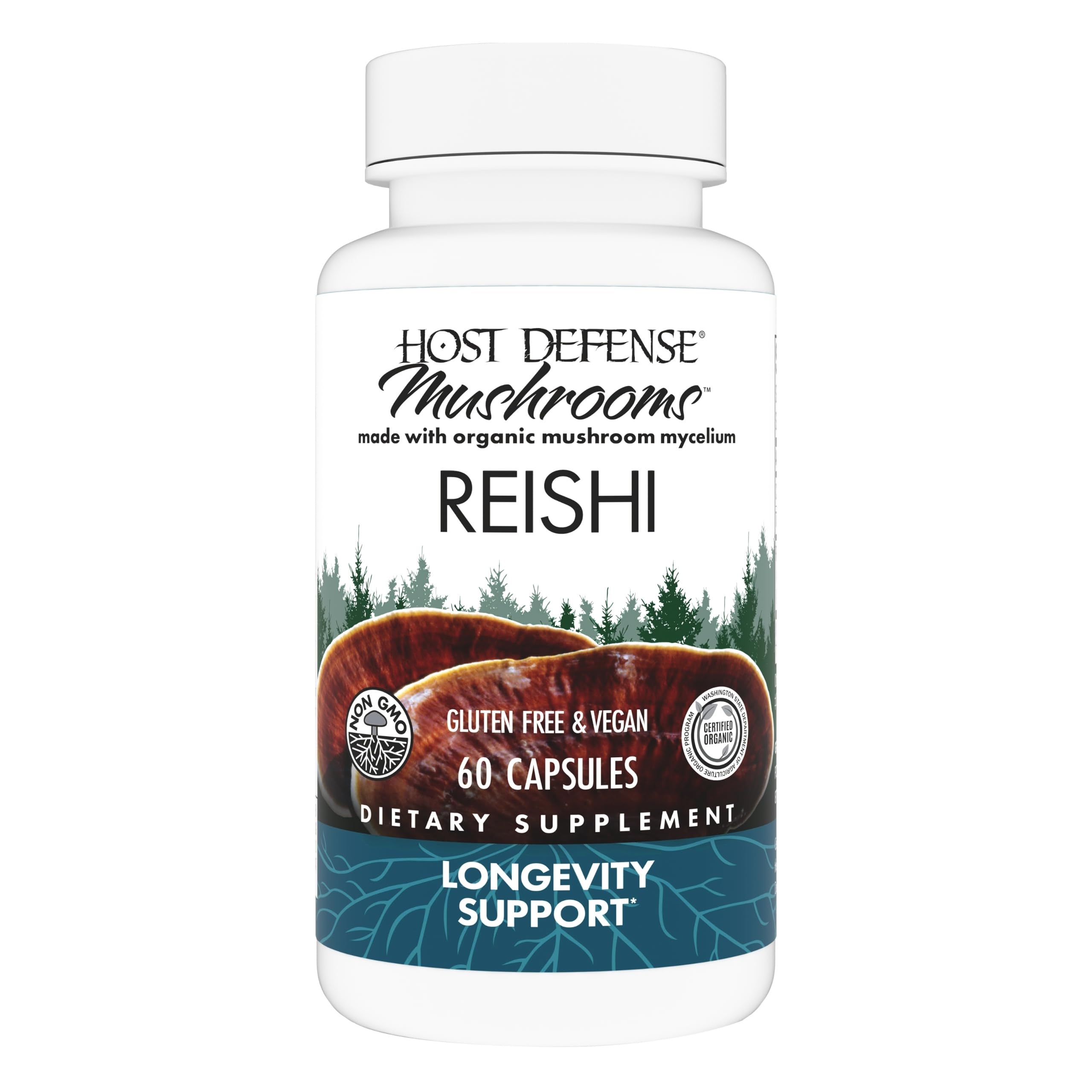 Host Defense Reishi Capsules - Heart & Immune Health Support Supplement - Mushroom Supplement to Support Energy & Vitality - Reishi Supplement to Aid Overall Well-Being - 120 Capsules