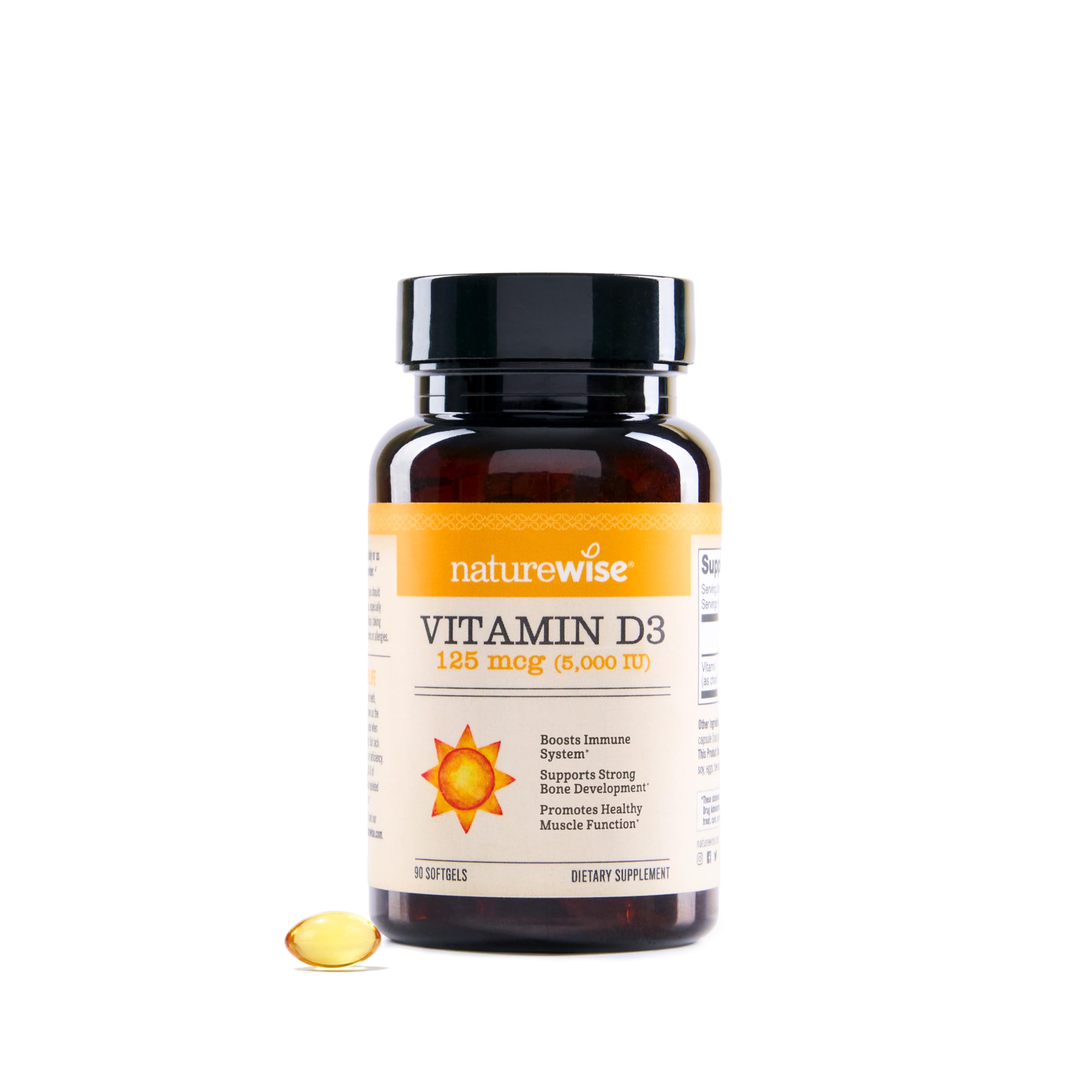 NatureWise Vitamin D3 5000iu (125 mcg) 1 Year Supply for Immune Support, Healthy Muscle Function, and Bone Health - Non-GMO, Gluten Free in Organic Extra Virgin Olive Oil, (Mini Softgel), 360 Count