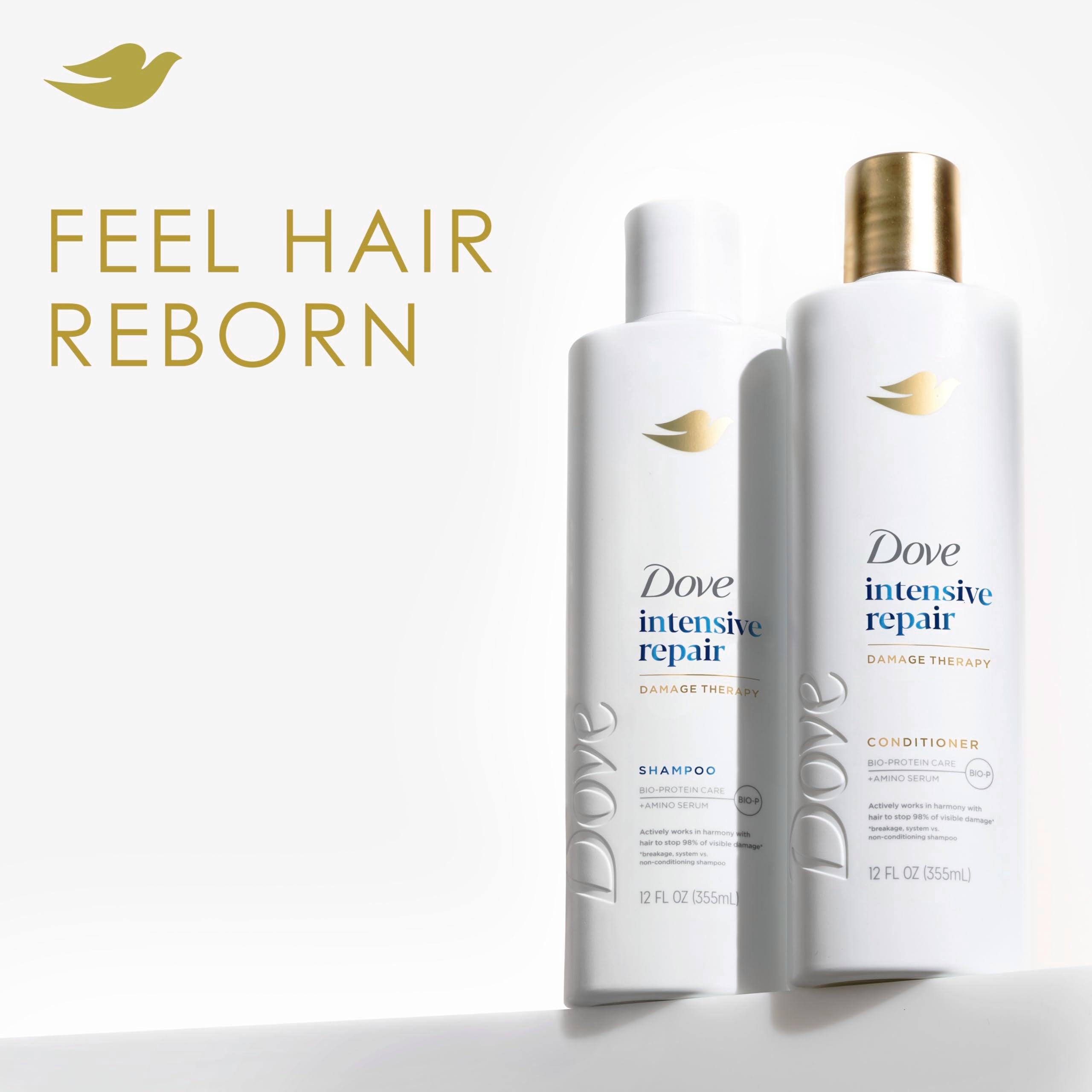 Dove Conditioner Intensive Repair 4 count for Damaged Hair Bio-Protein Care Technology and Amino Serum 12 oz