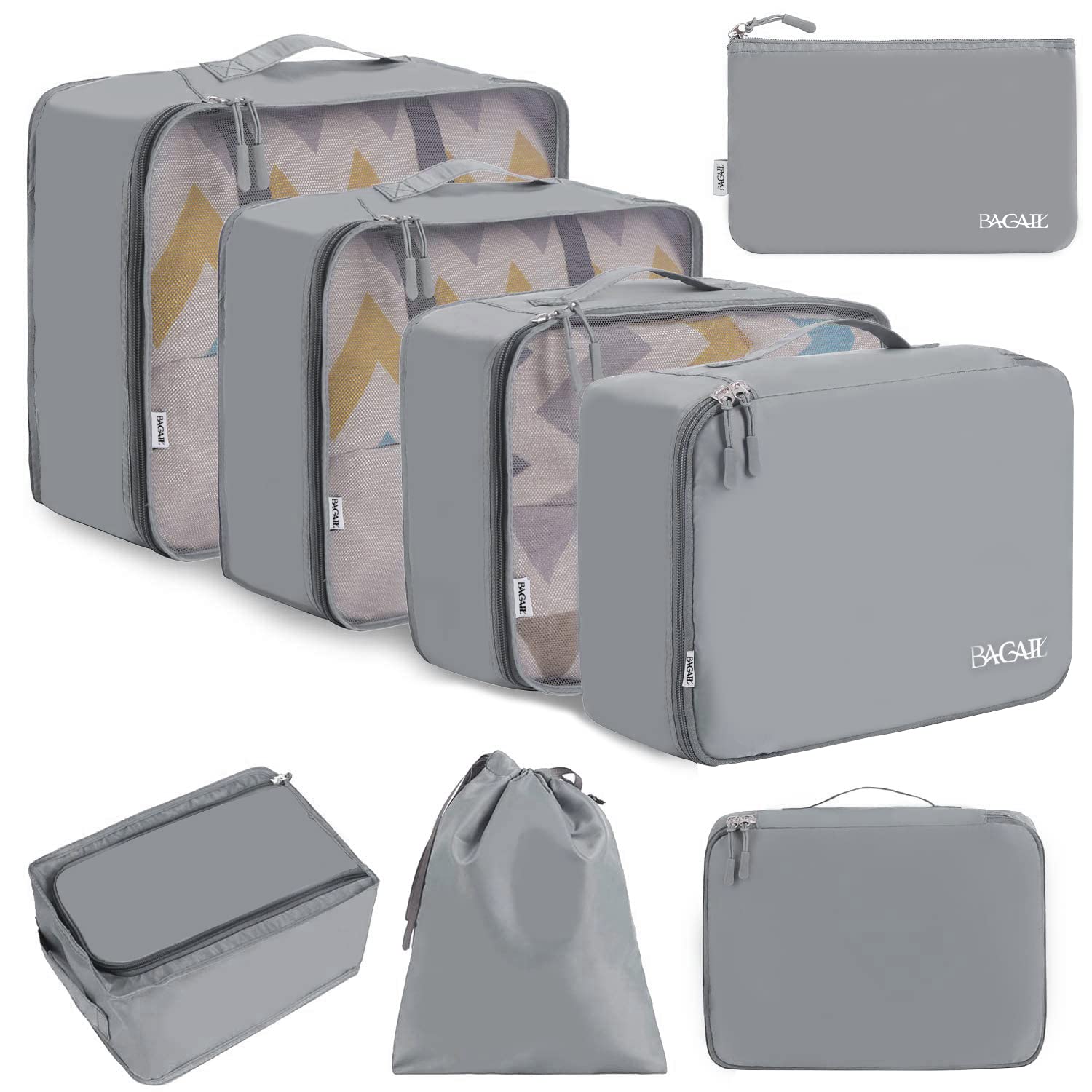 BAGAIL 8 Set Packing Cubes Luggage Packing Organizers for Travel Accessories-Cream