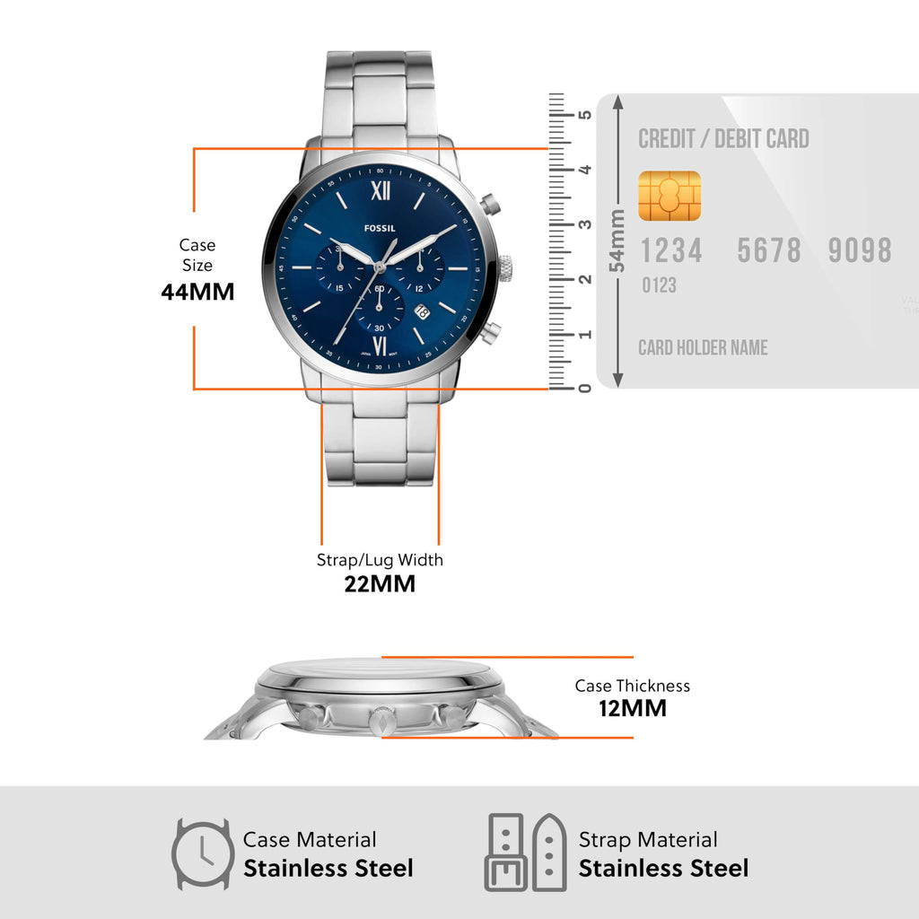 Fossil Men's Watch, Neutra Quartz Stainless Steel Chronograph Watch for Men