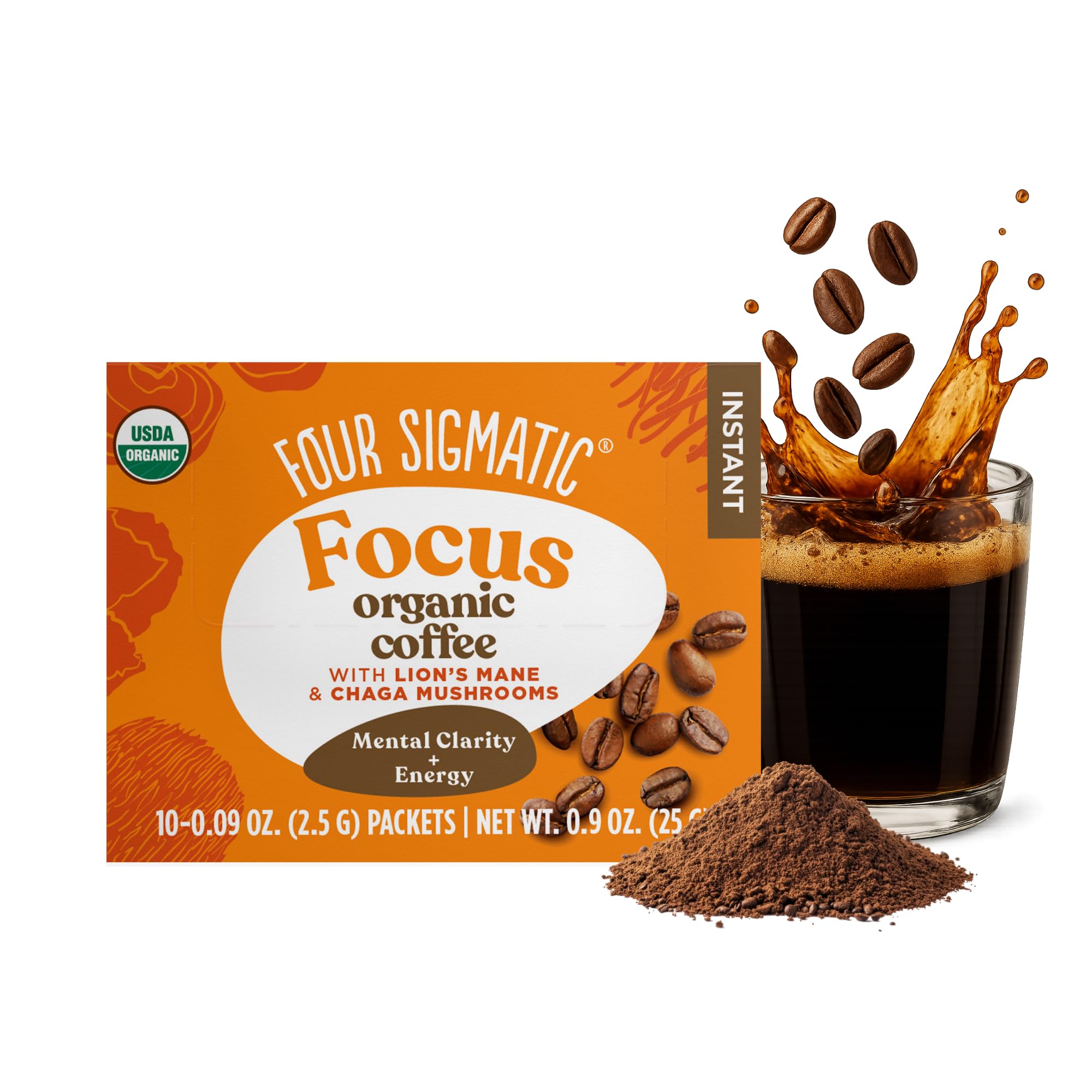 Four Sigmatic Original Mushroom Coffee | High Dose Lion's Mane, Chaga, Turkey Tail, Cordyceps and Reishi | Energy, Focus & Immune Support | 30 Servings