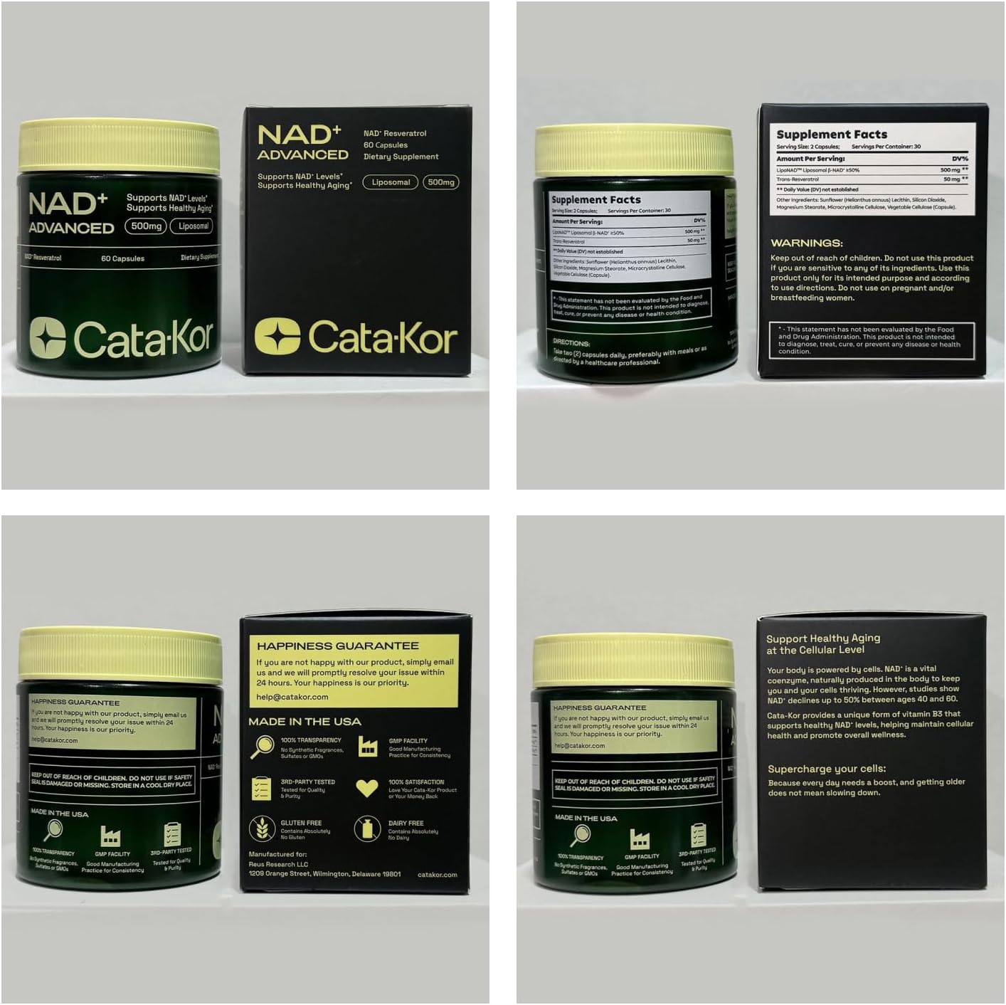 Cata-Kor Liposomal NAD Resveratrol Supplement – NMN Supplement Alternative – Third-Party Tested – Advanced NAD Supplement for Women & Men – 30-Day Supply