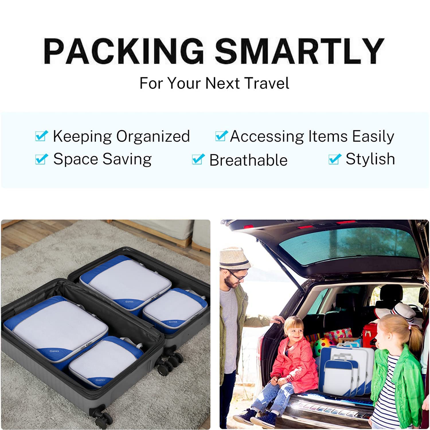 Compression Packing Cubes, Gonex Extensible Storage Mesh Bags Organizers