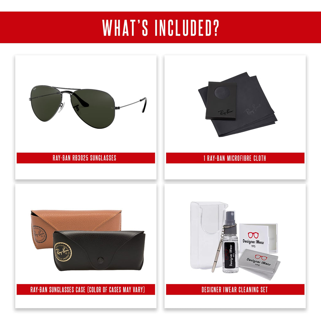 Ray-Ban RB3025 Metal Aviator Sunglasses For Men For Women +BUNDLE with ACCESSORY EYEWEAR KIT