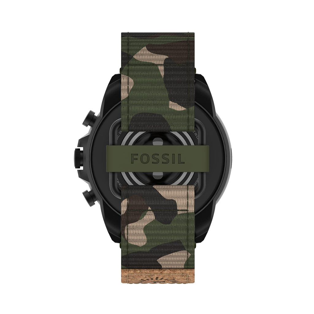 Fossil Men's Gen 6 44mm Stainless Steel and Silicone Touchscreen Smart Watch, Color: Black (Model: FTW4061V)