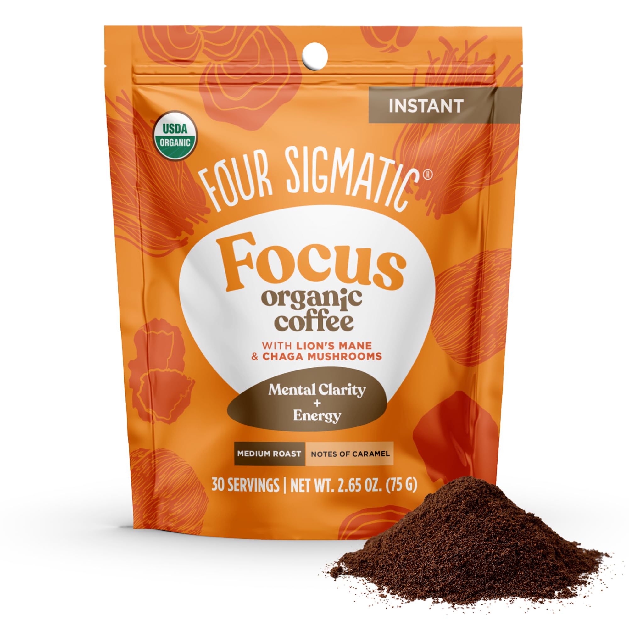 Four Sigmatic Original Mushroom Coffee | High Dose Lion's Mane, Chaga, Turkey Tail, Cordyceps and Reishi | Energy, Focus & Immune Support | 30 Servings
