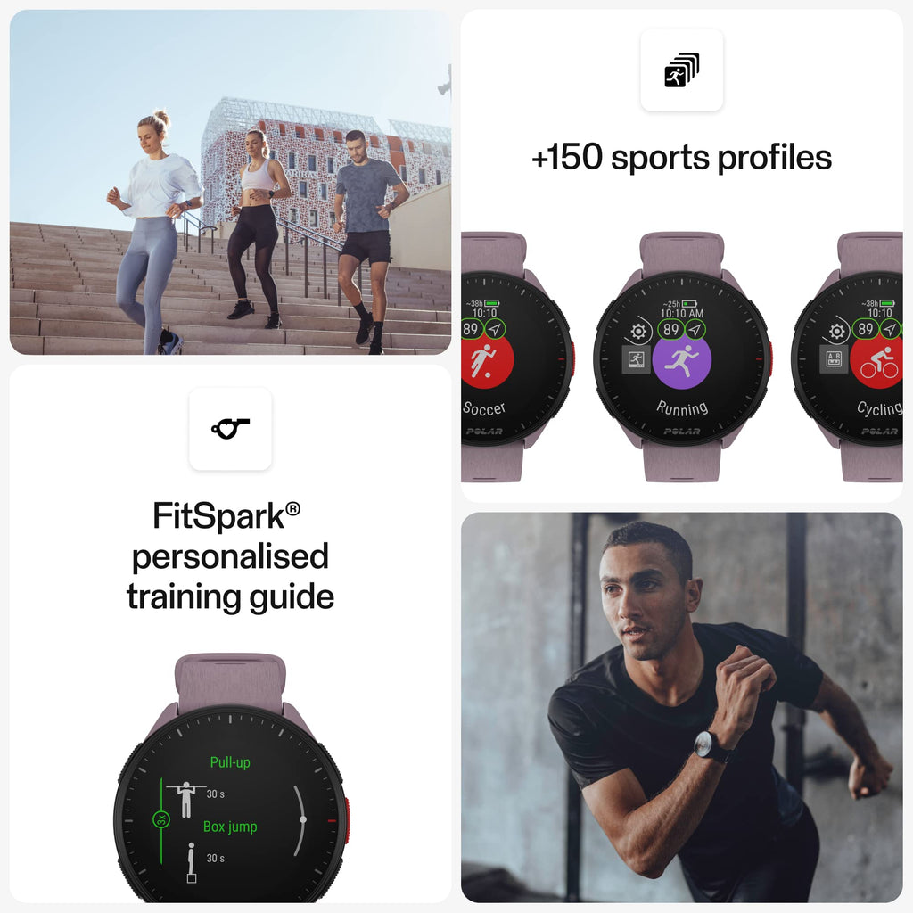 POLAR Pacer Pro Advanced Ultra-Light GPS Fitness Tracker Smartwatch for Runners with Training Program & Recovery Tools; S-L, for Men or Women, White-Red