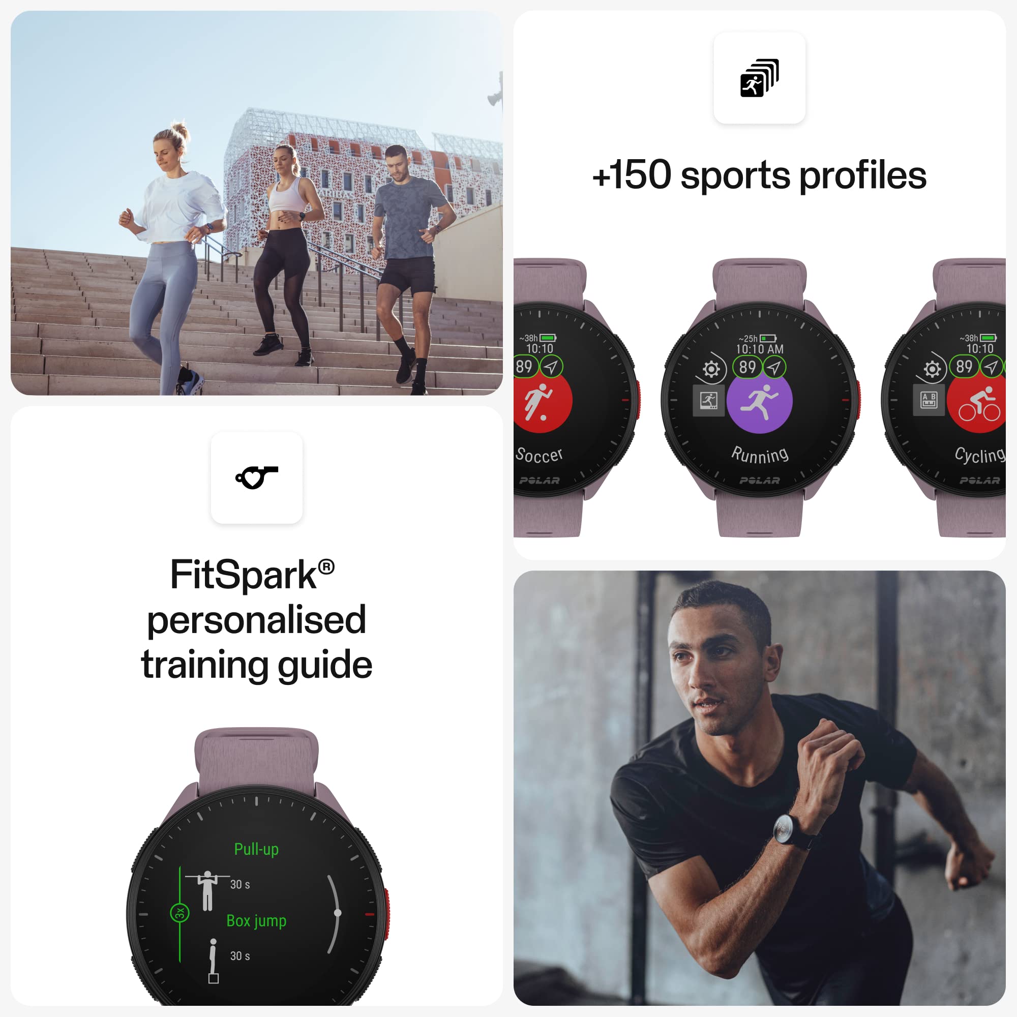 POLAR Pacer Pro Advanced Ultra-Light GPS Fitness Tracker Smartwatch for Runners with Training Program & Recovery Tools; S-L, for Men or Women, White-Red
