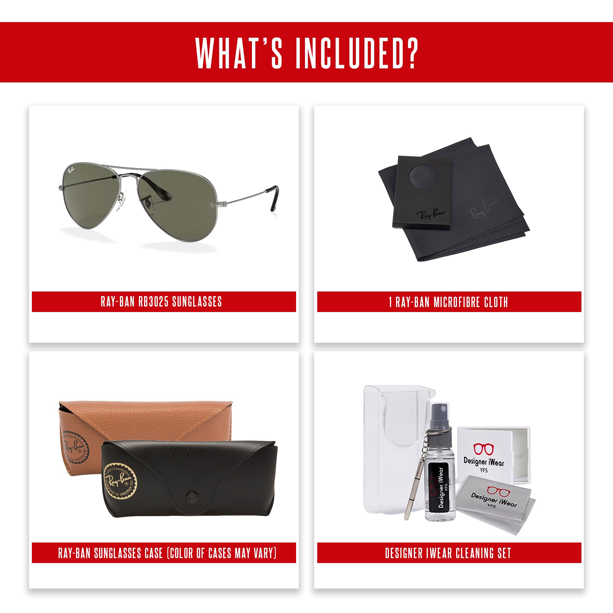Ray-Ban RB3025 Metal Aviator Sunglasses For Men For Women +BUNDLE with ACCESSORY EYEWEAR KIT