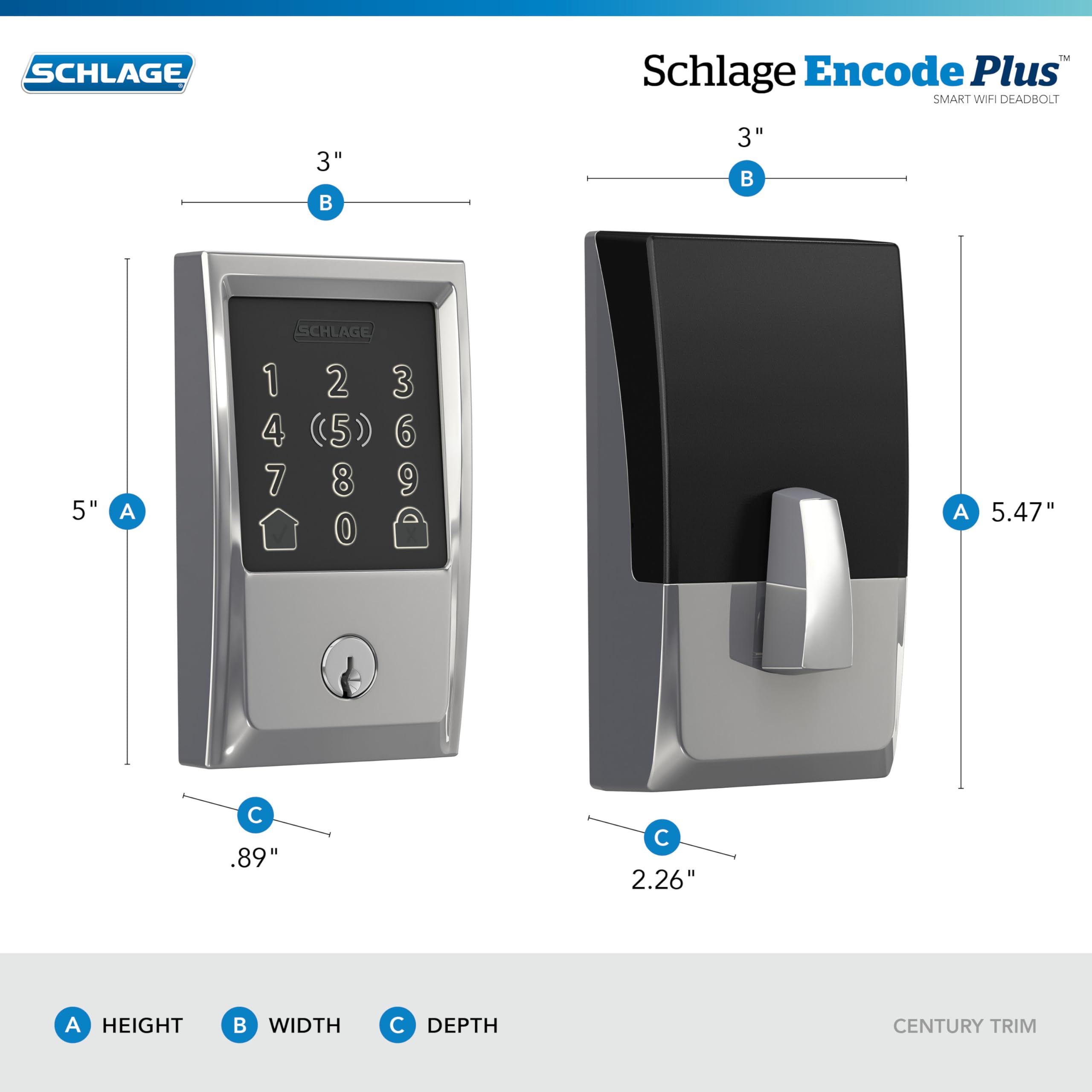 Schlage Encode Plus Smart Wi-Fi Lock for Front Door, Keyless Entry Deadbolt, Unlock with Apple Watch, Built-in WiFi and App Control, Easy Install, Alexa & Apple HomeKit Compatible, Satin Nickel