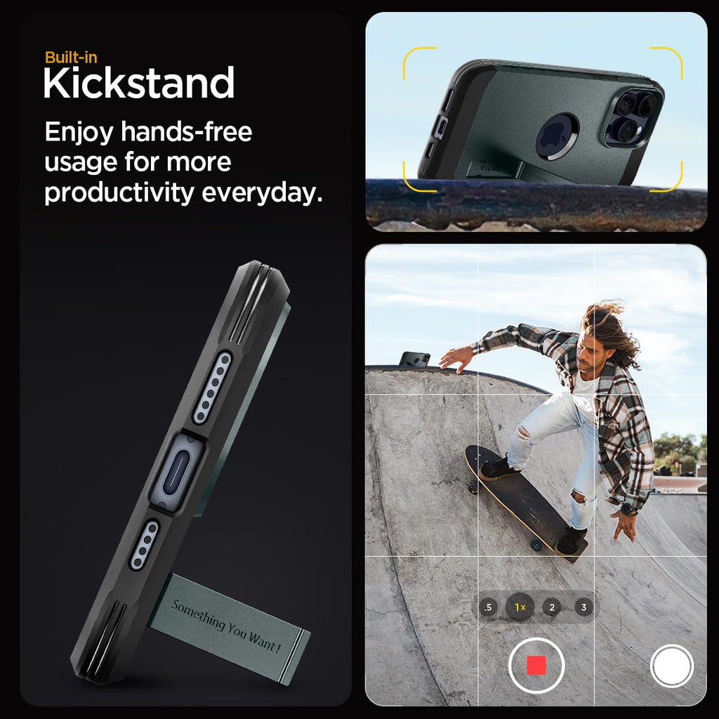 Spigen Tough Armor MagFit Designed for iPhone 15 Case (2023) [Kickstand] [Military-Grade Protection] Compatible with MagSafe - Black
