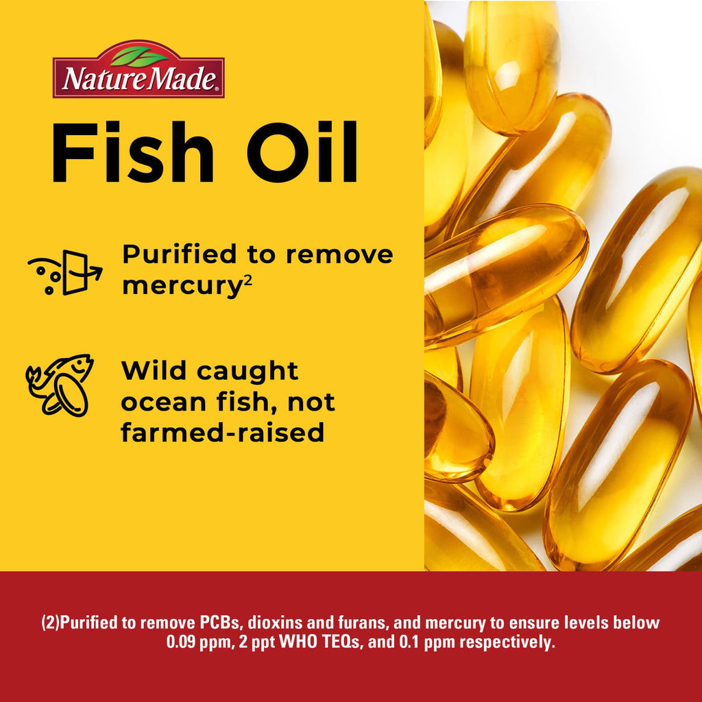 Nature Made Fish Oil Omega 3 Supplements, 1200 mg Softgels, Omega 3 Fish Oil for Healthy Heart Support, 230 Softgels, 115 Day Supply