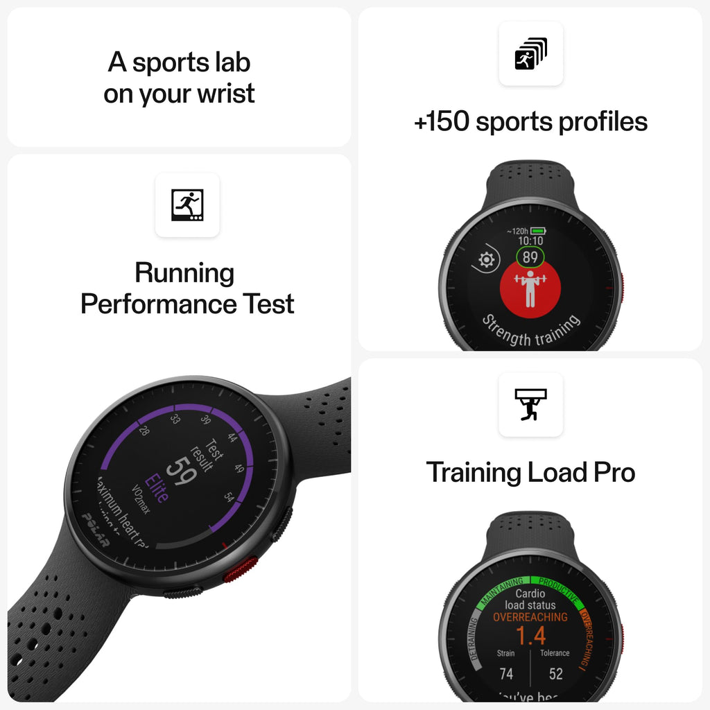 POLAR Pacer Pro Advanced Ultra-Light GPS Fitness Tracker Smartwatch for Runners with Training Program & Recovery Tools; S-L, for Men or Women, White-Red