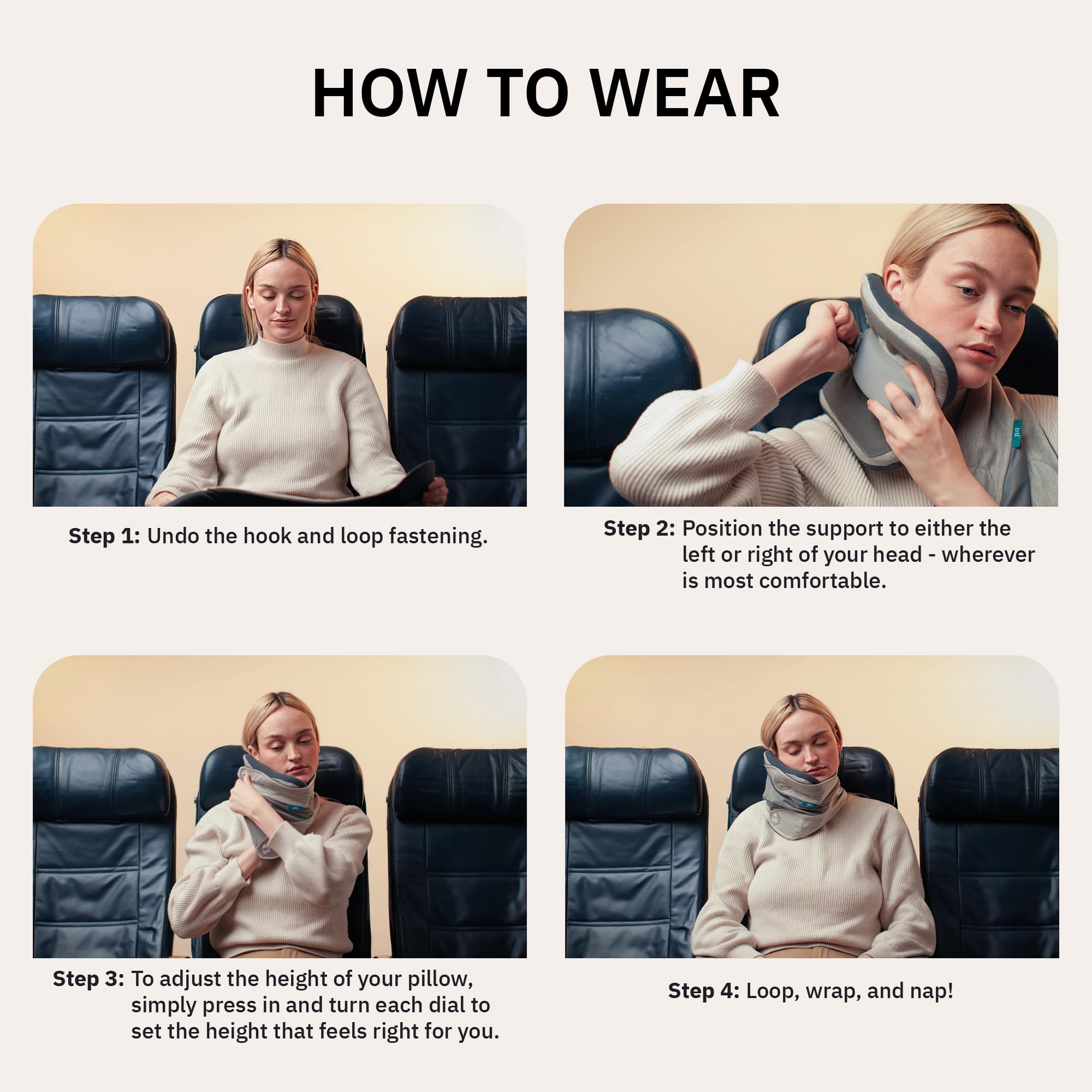 trtl Pillow Plus - Airplane Neck Pillow for Traveling - Height-Adjustable, Breathable Travel Pillow for Head and Neck Support While on Planes, Cars, and Trains - Machine Washable