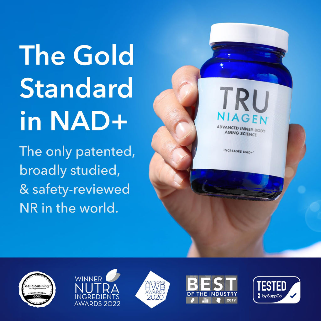 TRU NIAGEN Patented NAD Supplement for Brain Function, Anti Aging & Cell Regeneration, 300mg Niagen, 30 Servings | Supports Cellular Energy, Muscle | Nicotinamide Riboside (NR) Take 1 Daily | 1 Bottle