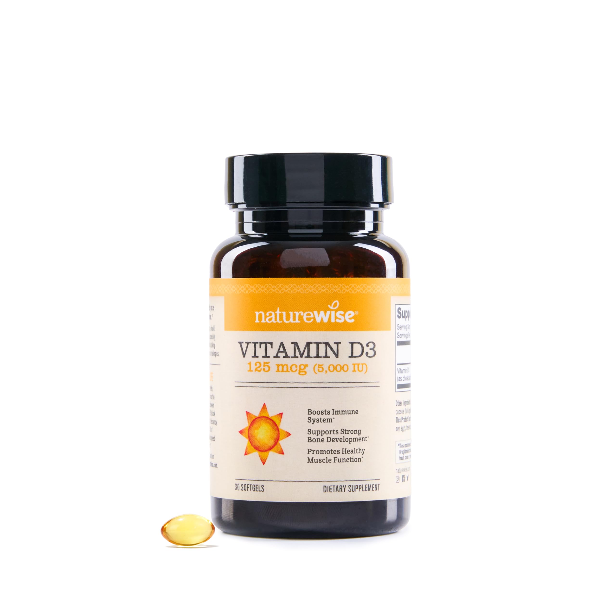 NatureWise Vitamin D3 5000iu (125 mcg) 1 Year Supply for Immune Support, Healthy Muscle Function, and Bone Health - Non-GMO, Gluten Free in Organic Extra Virgin Olive Oil, (Mini Softgel), 360 Count