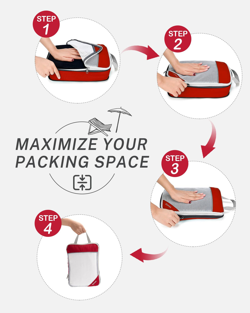 Compression Packing Cubes, Gonex Extensible Storage Mesh Bags Organizers