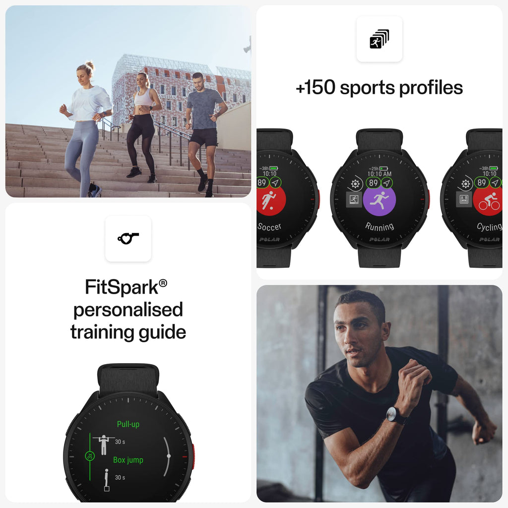 POLAR Pacer Pro Advanced Ultra-Light GPS Fitness Tracker Smartwatch for Runners with Training Program & Recovery Tools; S-L, for Men or Women, White-Red