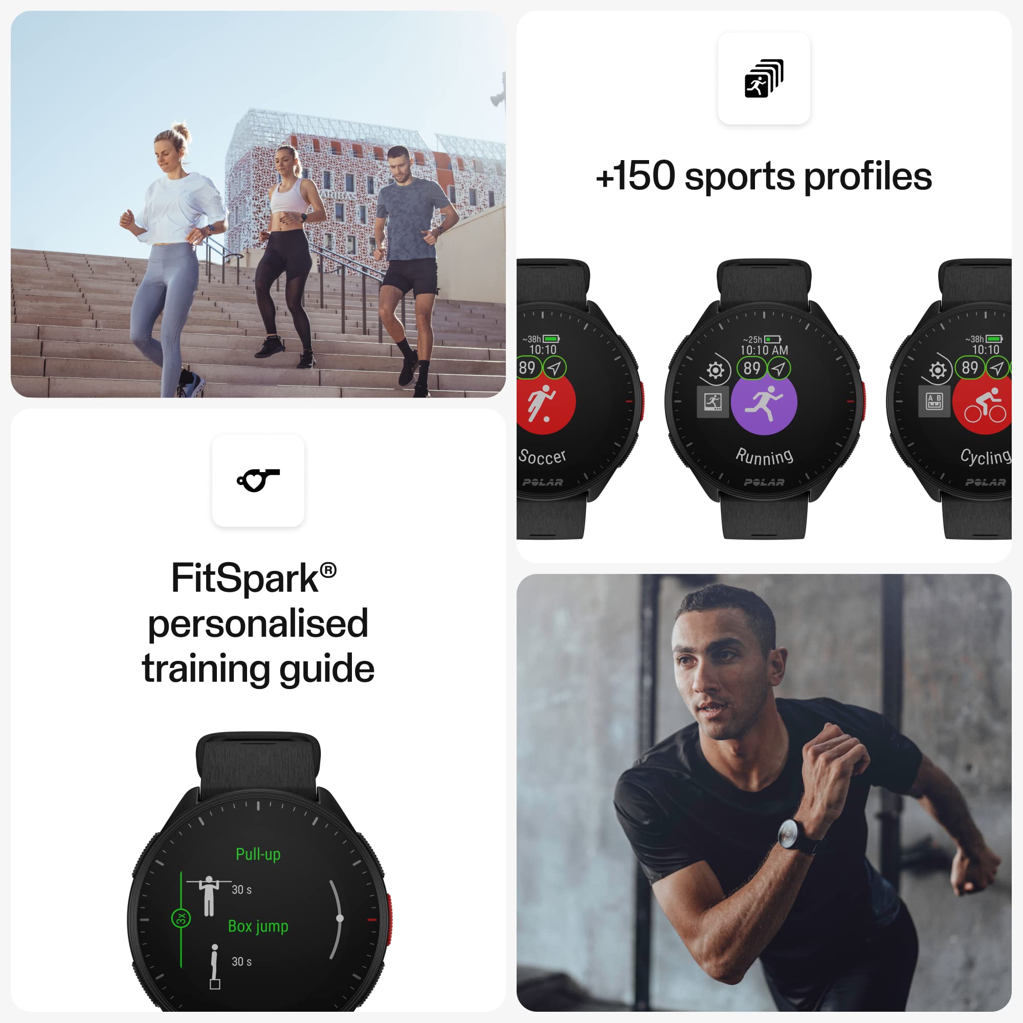 POLAR Pacer Pro Advanced Ultra-Light GPS Fitness Tracker Smartwatch for Runners with Training Program & Recovery Tools; S-L, for Men or Women, White-Red