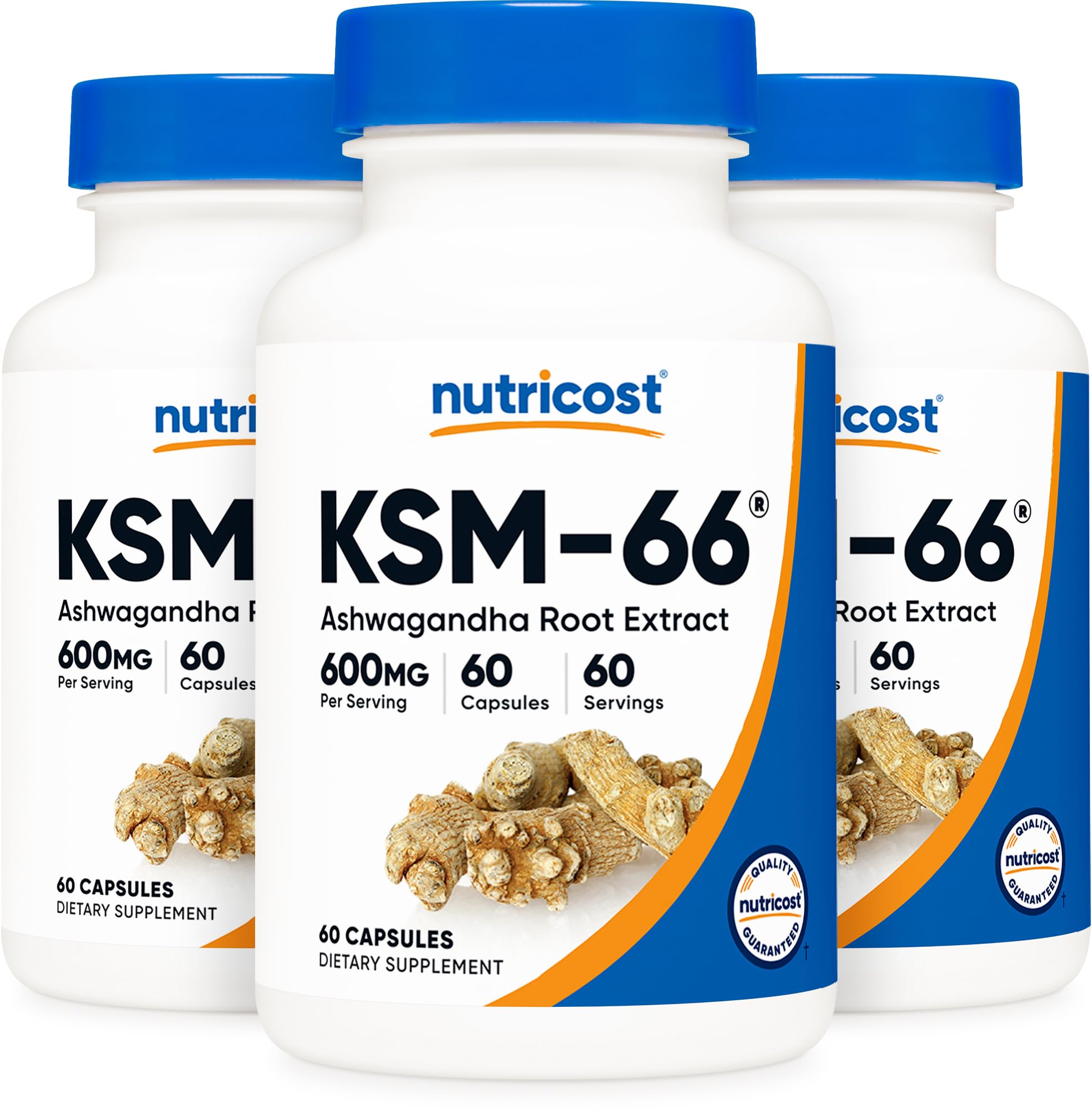 Nutricost KSM-66 Ashwagandha Root Extract 600mg, 60 Veggie Caps - 5% Withanolides - with BioPerine - Full-Spectrum Root Extract