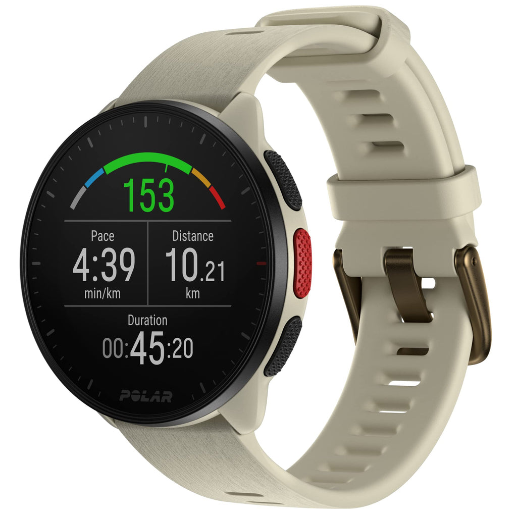 POLAR Pacer Pro Advanced Ultra-Light GPS Fitness Tracker Smartwatch for Runners with Training Program & Recovery Tools; S-L, for Men or Women, White-Red