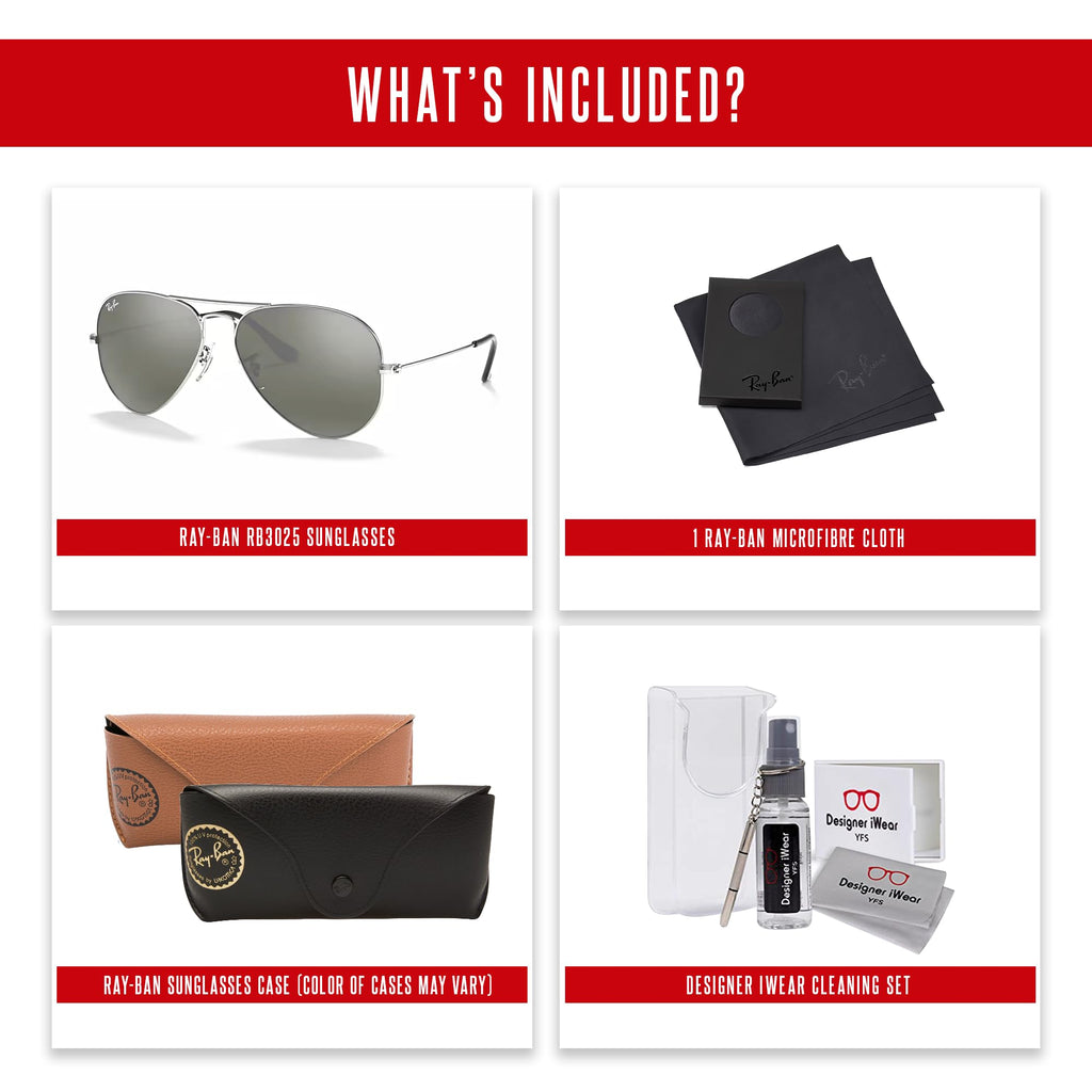 Ray-Ban RB3025 Metal Aviator Sunglasses For Men For Women +BUNDLE with ACCESSORY EYEWEAR KIT