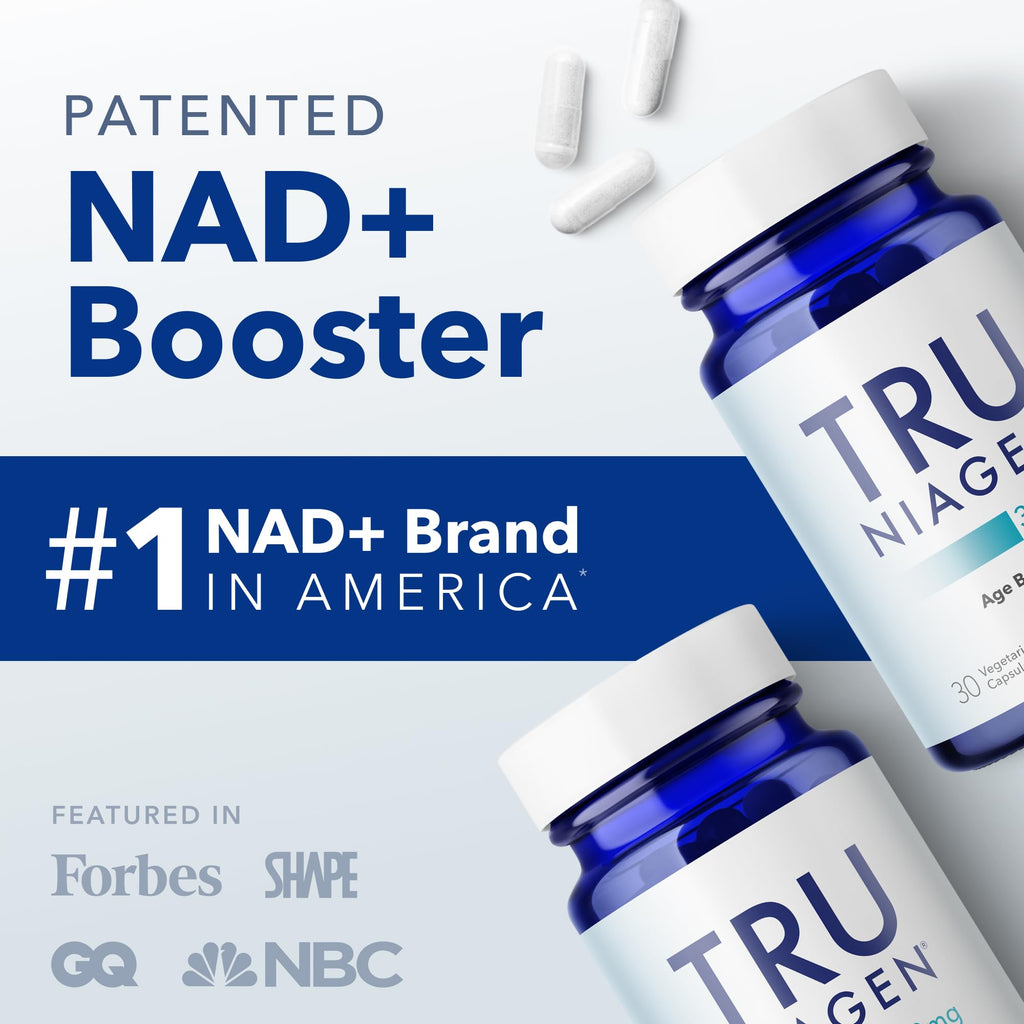TRU NIAGEN Patented NAD Supplement for Brain Function, Anti Aging & Cell Regeneration, 300mg Niagen, 30 Servings | Supports Cellular Energy, Muscle | Nicotinamide Riboside (NR) Take 1 Daily | 1 Bottle