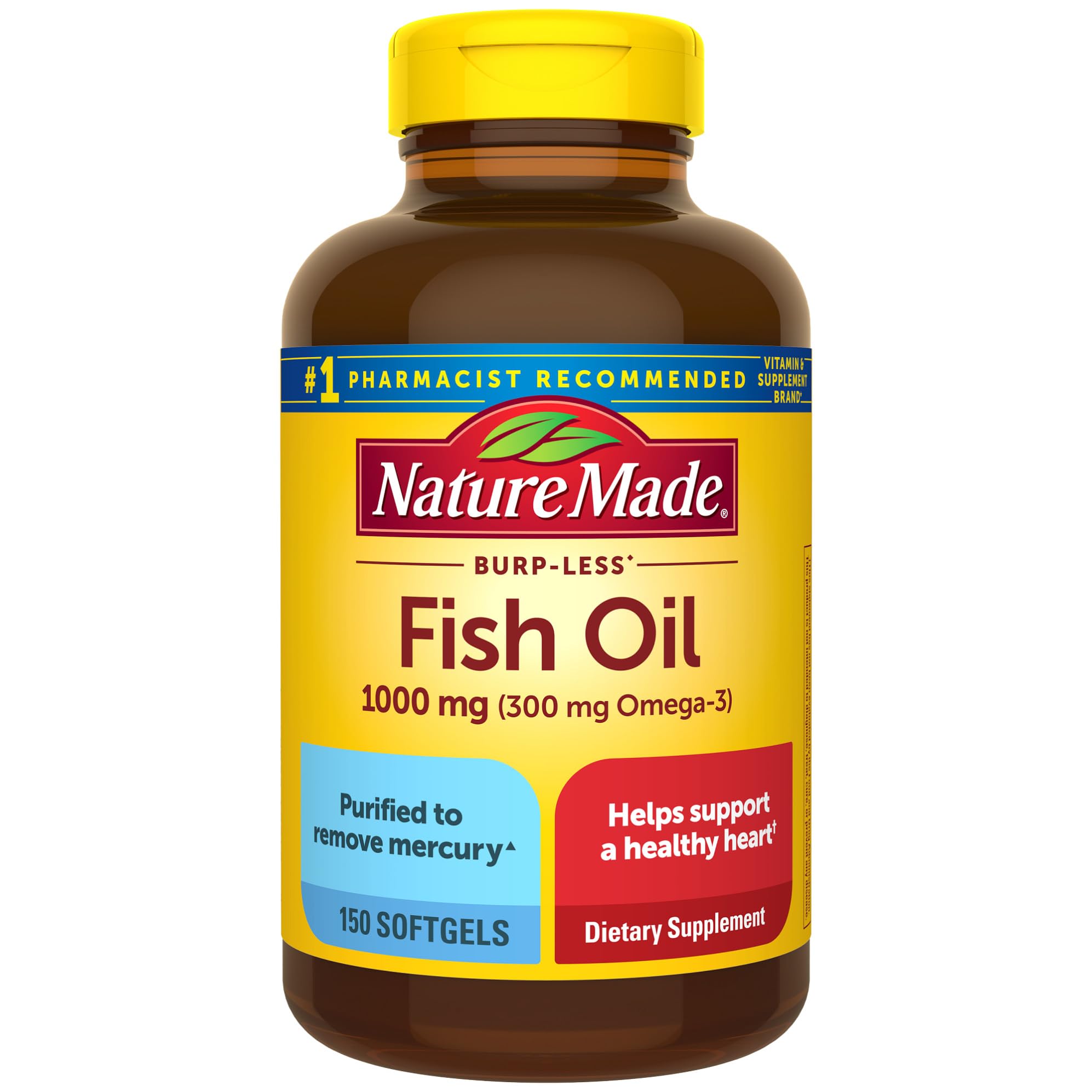 Nature Made Fish Oil Omega 3 Supplements, 1200 mg Softgels, Omega 3 Fish Oil for Healthy Heart Support, 230 Softgels, 115 Day Supply