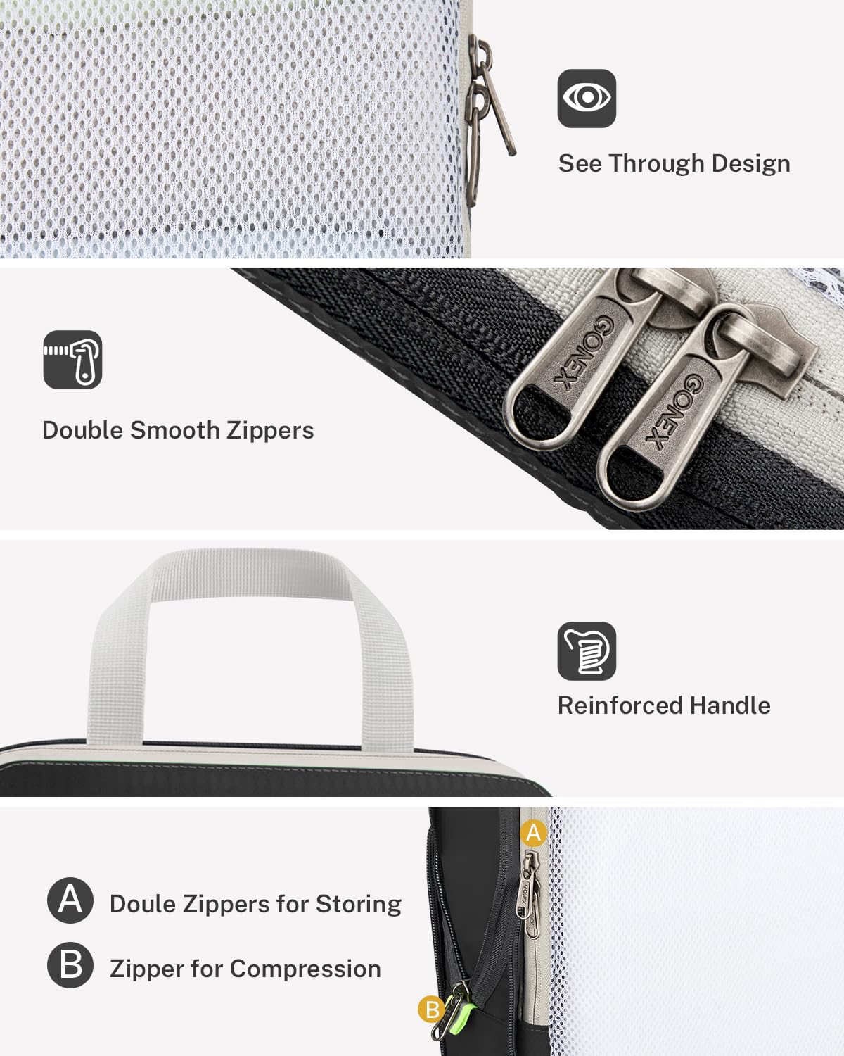 Compression Packing Cubes, Gonex Extensible Storage Mesh Bags Organizers