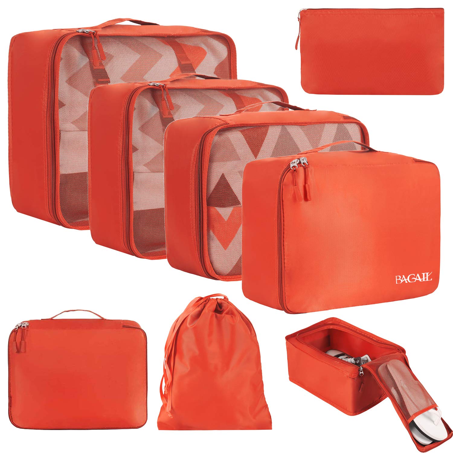 BAGAIL 8 Set Packing Cubes Luggage Packing Organizers for Travel Accessories-Cream