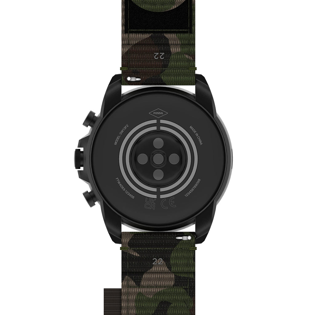 Fossil Men's Gen 6 44mm Stainless Steel and Silicone Touchscreen Smart Watch, Color: Black (Model: FTW4061V)