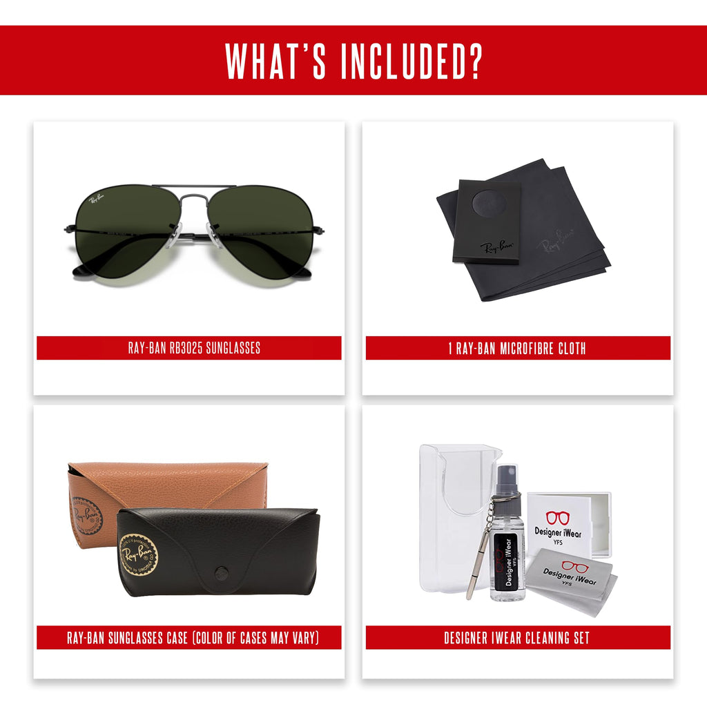 Ray-Ban RB3025 Metal Aviator Sunglasses For Men For Women +BUNDLE with ACCESSORY EYEWEAR KIT