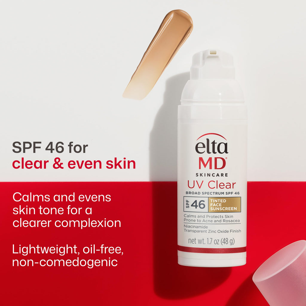 EltaMD UV Clear Tinted Face Sunscreen SPF 46, Oil Free Sunscreen for Sensitive Skin with Zinc Oxide, Dermatologist Recommended