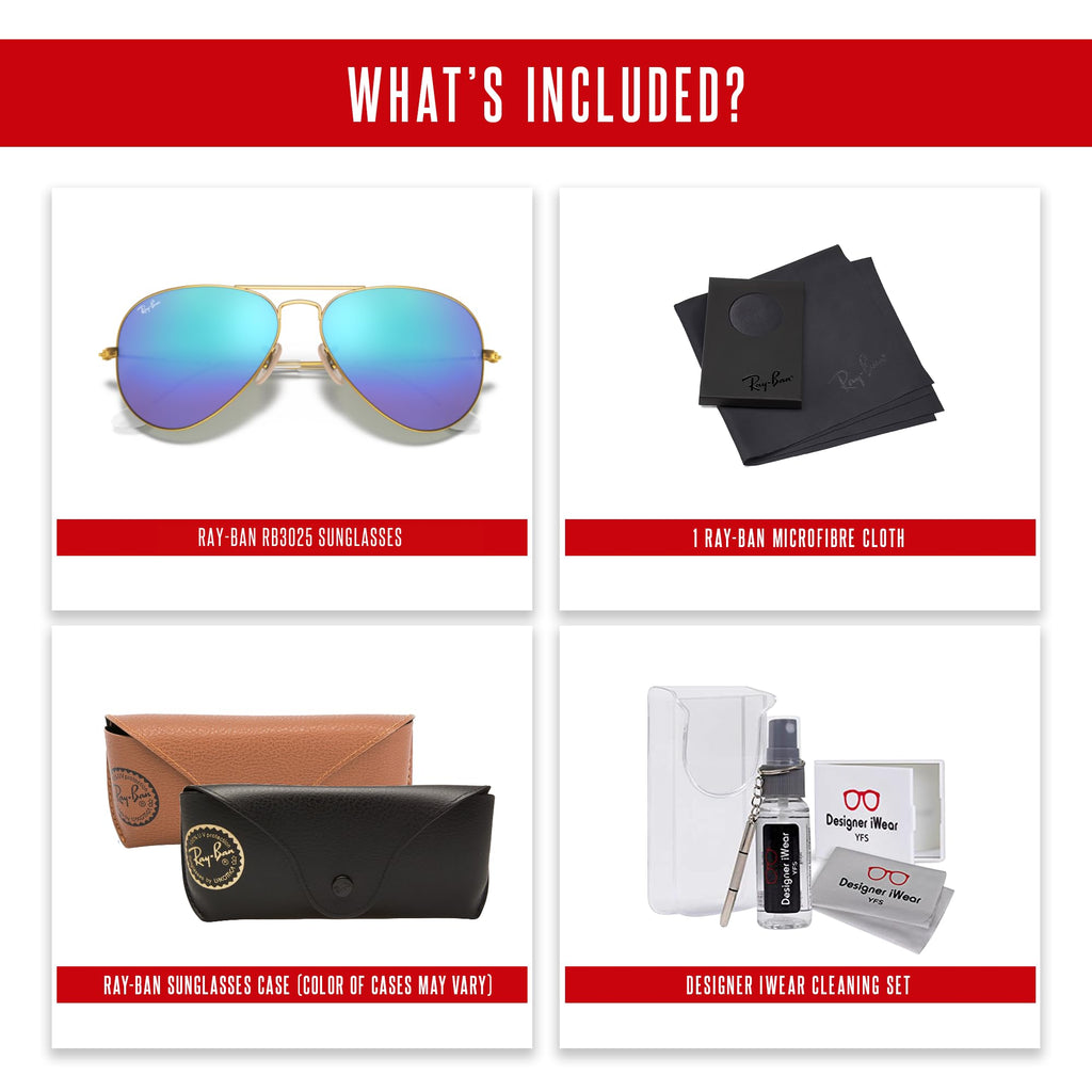 Ray-Ban RB3025 Metal Aviator Sunglasses For Men For Women +BUNDLE with ACCESSORY EYEWEAR KIT