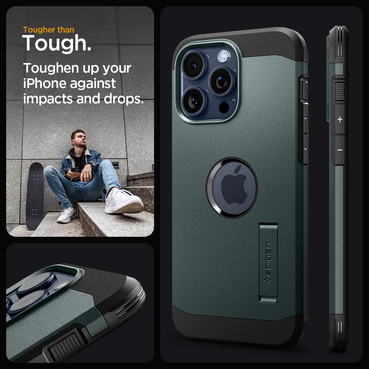 Spigen Tough Armor MagFit Designed for iPhone 15 Case (2023) [Kickstand] [Military-Grade Protection] Compatible with MagSafe - Black