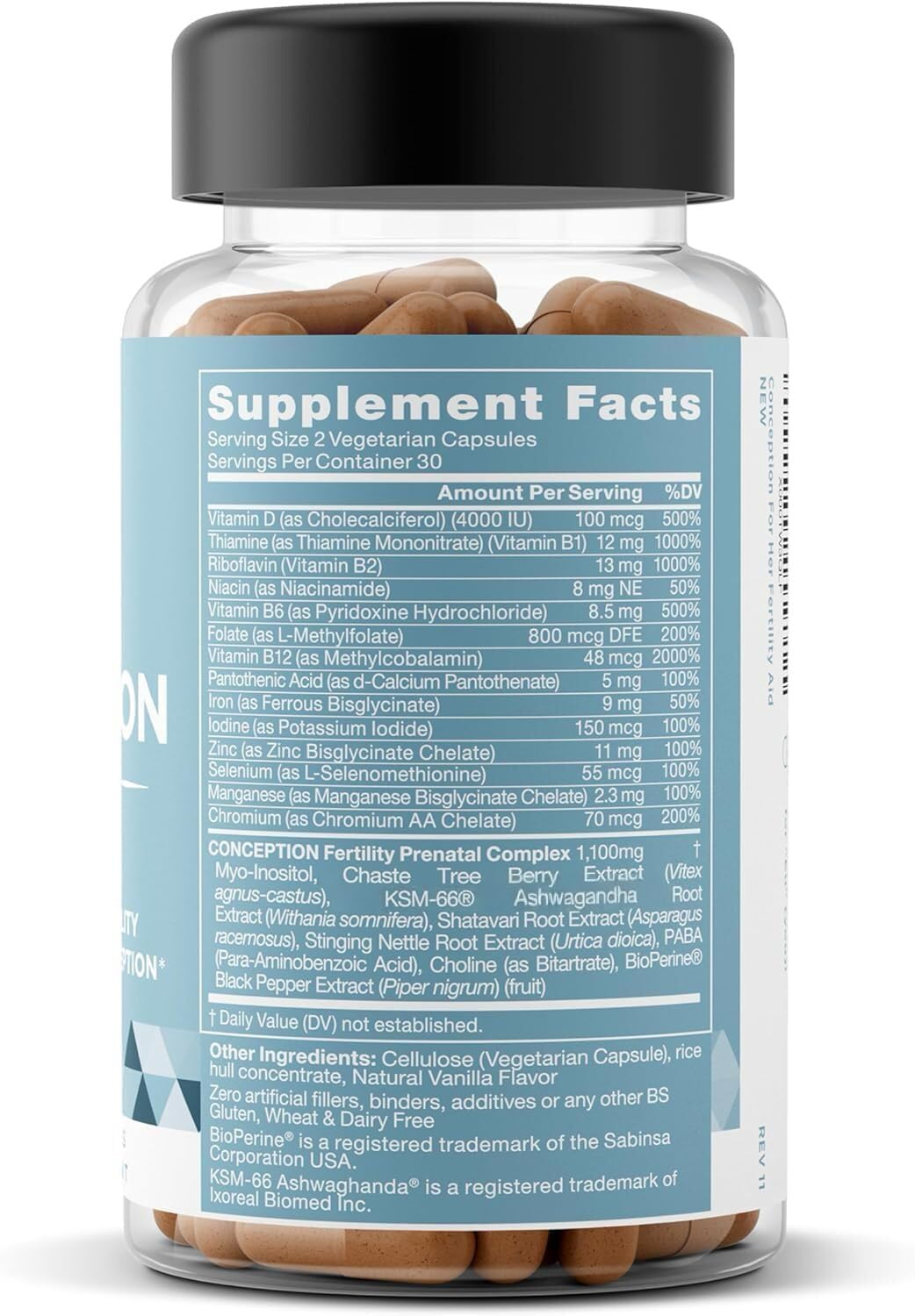 Eu Natural Conception for Her Fertility Supplements for Women - Ovulation, Hormonal Balance & Regular Cycle Support - Myo-Inositol, Folate, Shatavari & Vitex - 60 Vegetarian Capsules