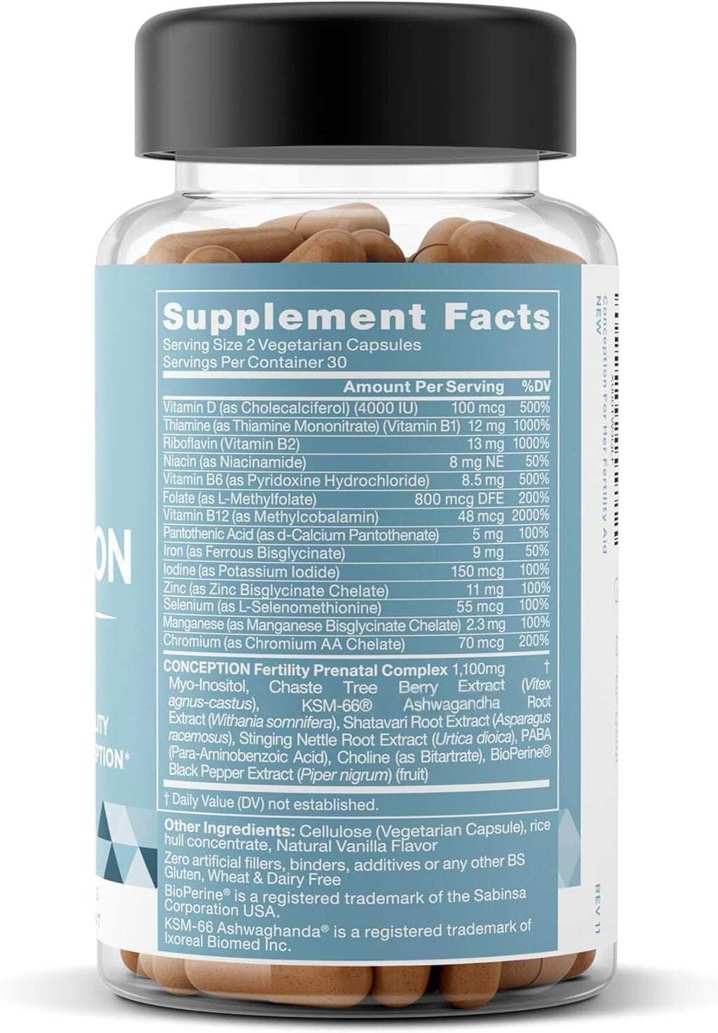 Eu Natural Conception for Her Fertility Supplements for Women - Ovulation, Hormonal Balance & Regular Cycle Support - Myo-Inositol, Folate, Shatavari & Vitex - 60 Vegetarian Capsules
