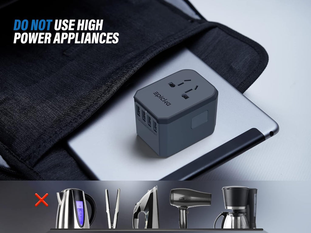 EPICKA Universal Travel Adapter, European Travel Plug Adapter (Not a Voltage Converter) - International Power Adapter Worldwide Charger with USB-C & 4 USB-A Ports, Travel Essentials (TA-105, Grey)