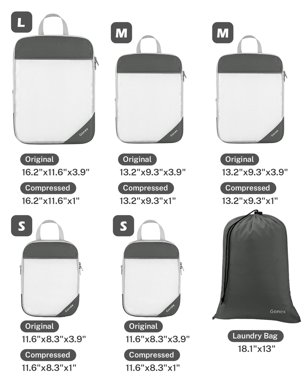Compression Packing Cubes, Gonex Extensible Storage Mesh Bags Organizers