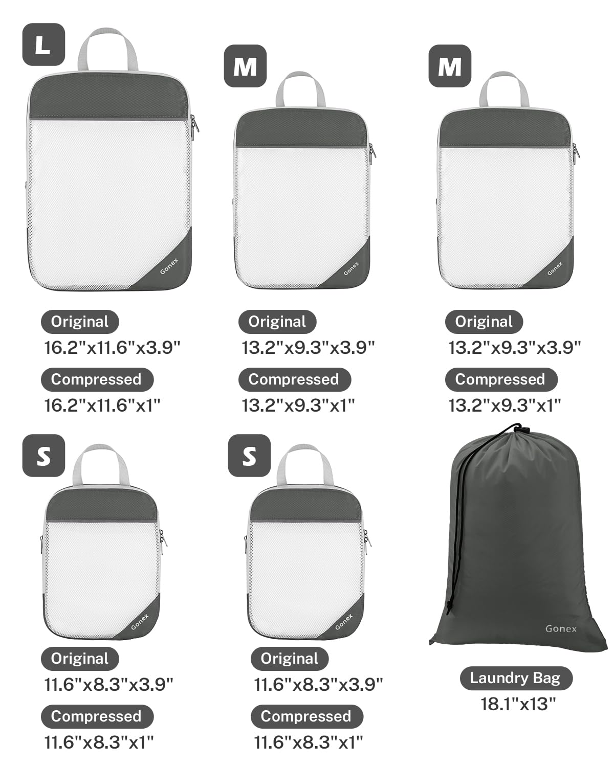 Compression Packing Cubes, Gonex Extensible Storage Mesh Bags Organizers