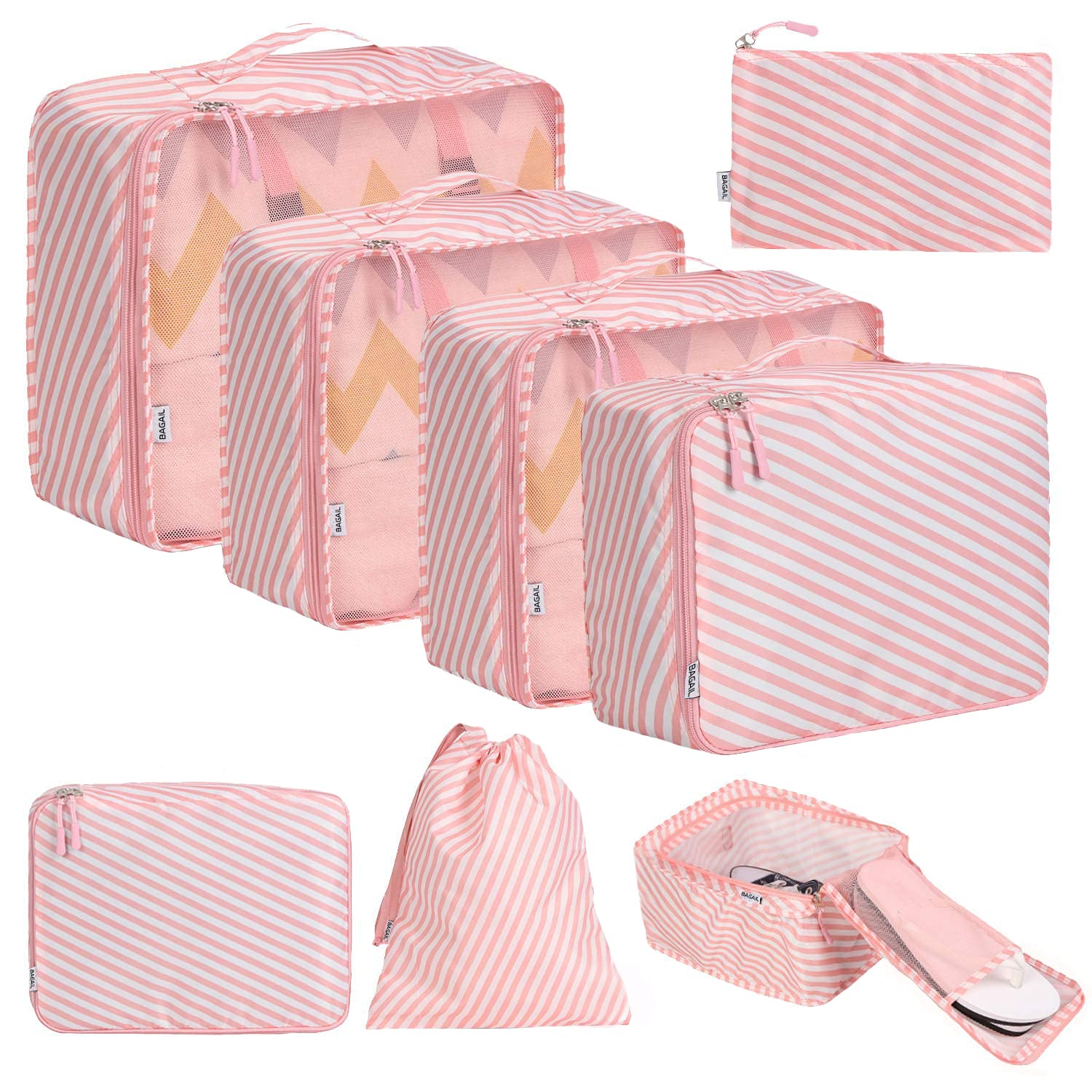 BAGAIL 8 Set Packing Cubes Luggage Packing Organizers for Travel Accessories-Cream