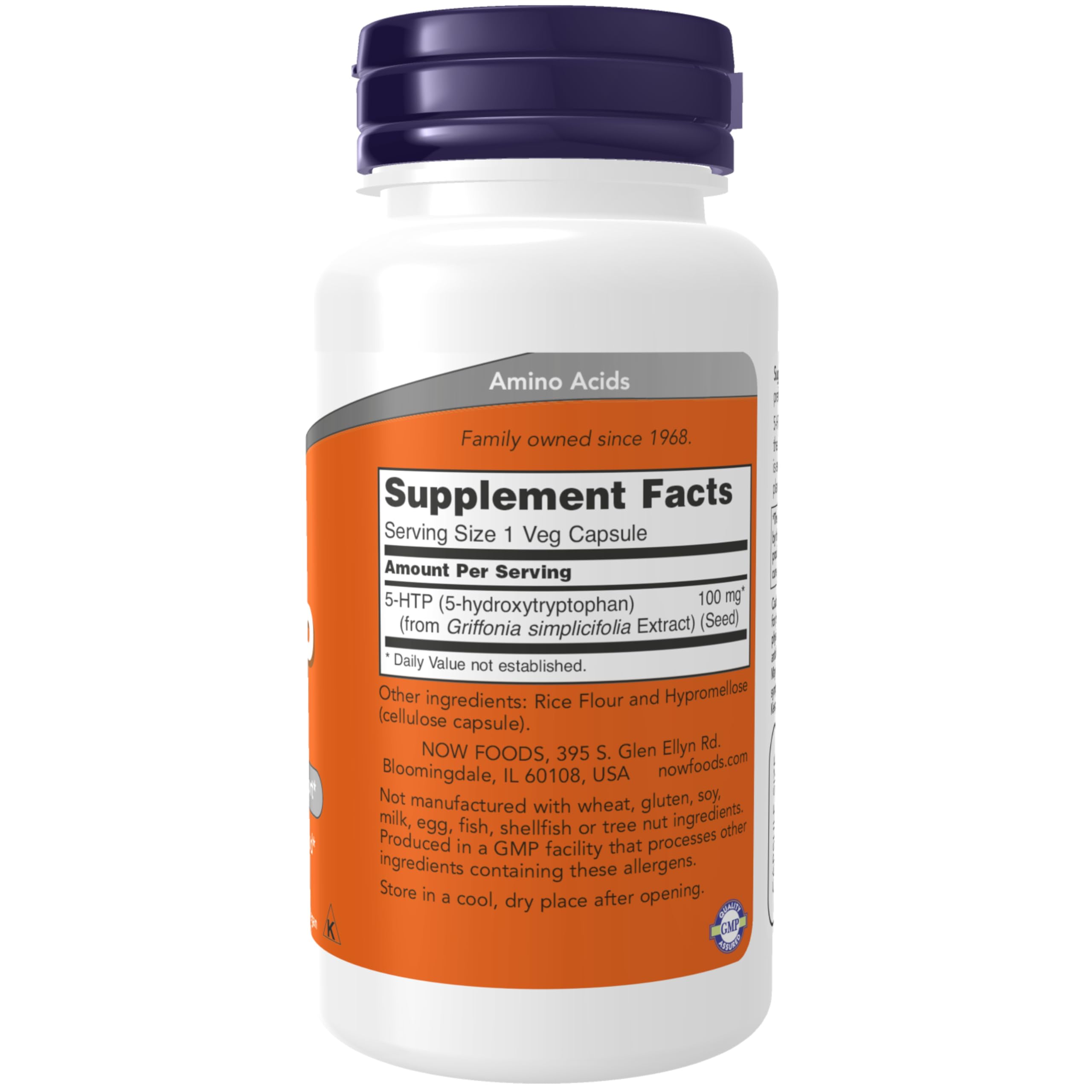 NOW Supplements, 5-HTP (5-hydroxytryptophan) 100 mg, Neurotransmitter Support*, 120 Veg Capsules