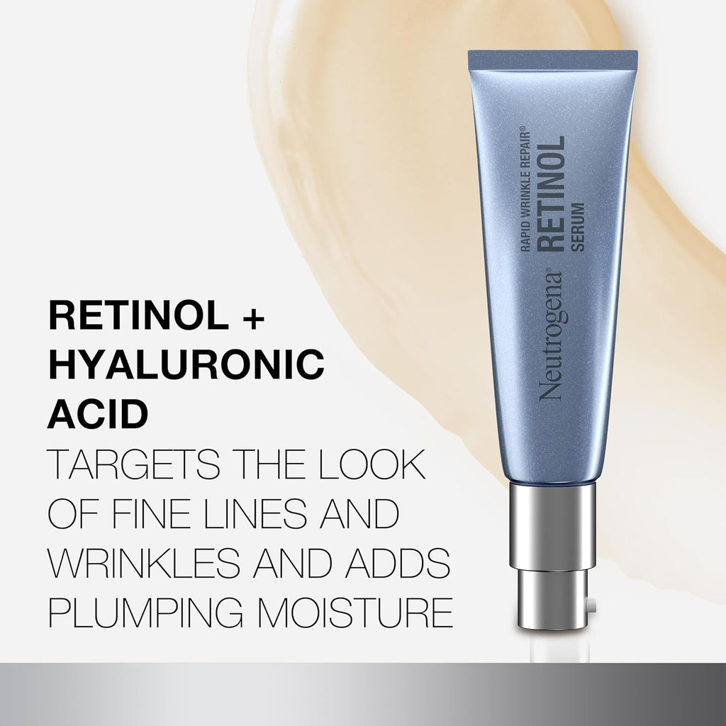 Neutrogena Rapid Wrinkle Repair Retinol Face Serum, Daily Anti-Aging Serum for Face with Retinol & Hyaluronic Acid to Fight Fine Lines, Wrinkles, & Dark Spots, 1 fl. oz