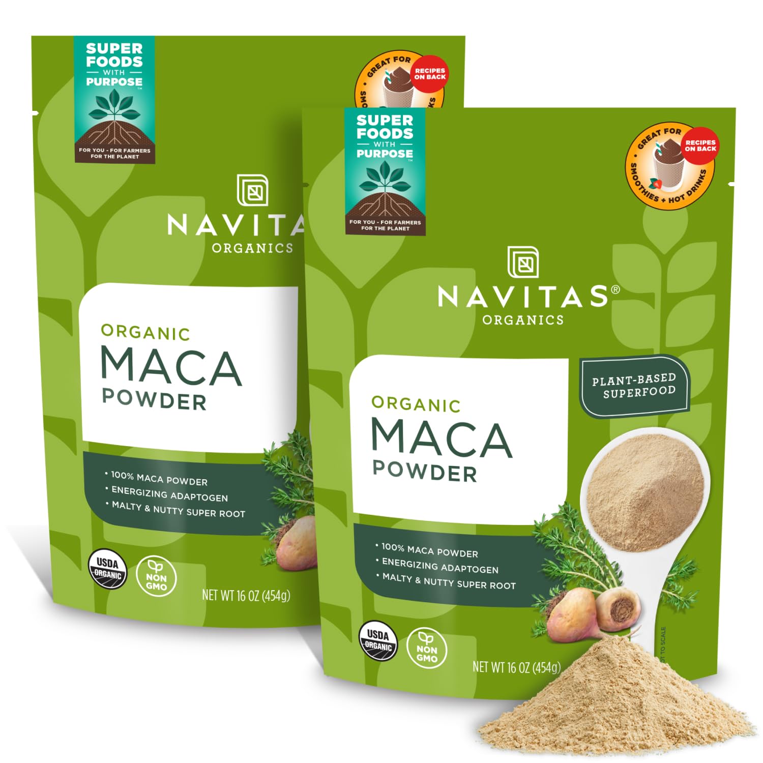 Navitas Organics Maca Powder – 100% Gelatinized Peruvian Maca for Adaptogen Smoothies, Lattes, Baking & More – Energize & Balance - USDA Organic, Non GMO, Vegan, Gluten Free (8oz. Bag, 45 Servings)