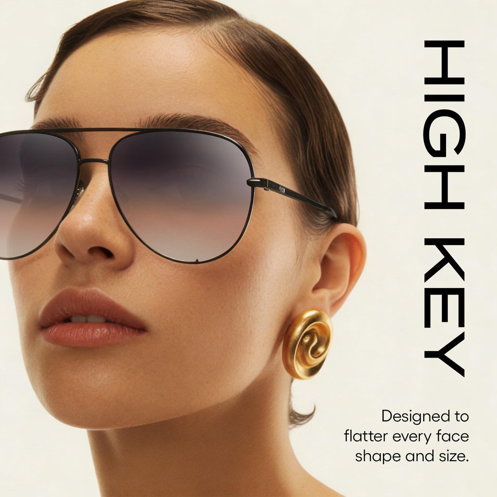 QUAY High Key Polarized Aviator Sunglasses, Oversized, Stylish Sunglasses with UV Protection, Unisex Aviators for Men & Women