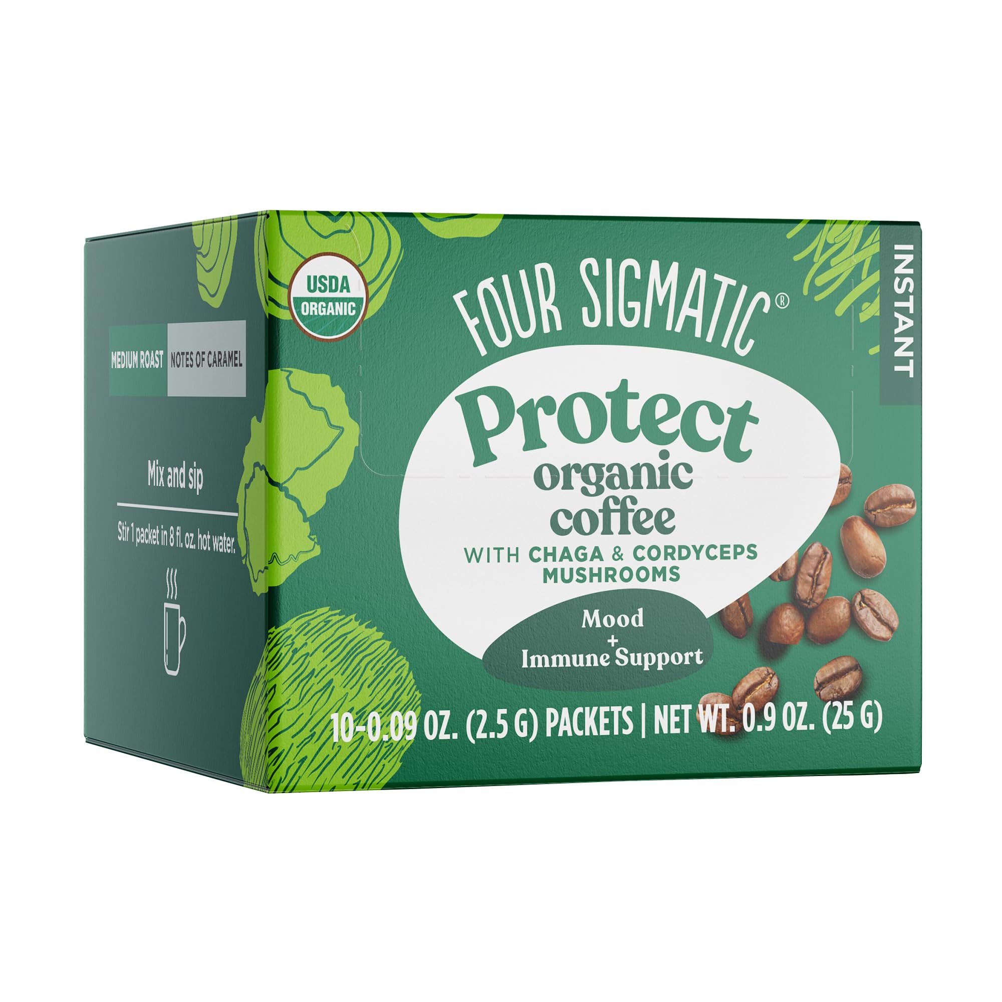 Four Sigmatic Original Mushroom Coffee | High Dose Lion's Mane, Chaga, Turkey Tail, Cordyceps and Reishi | Energy, Focus & Immune Support | 30 Servings