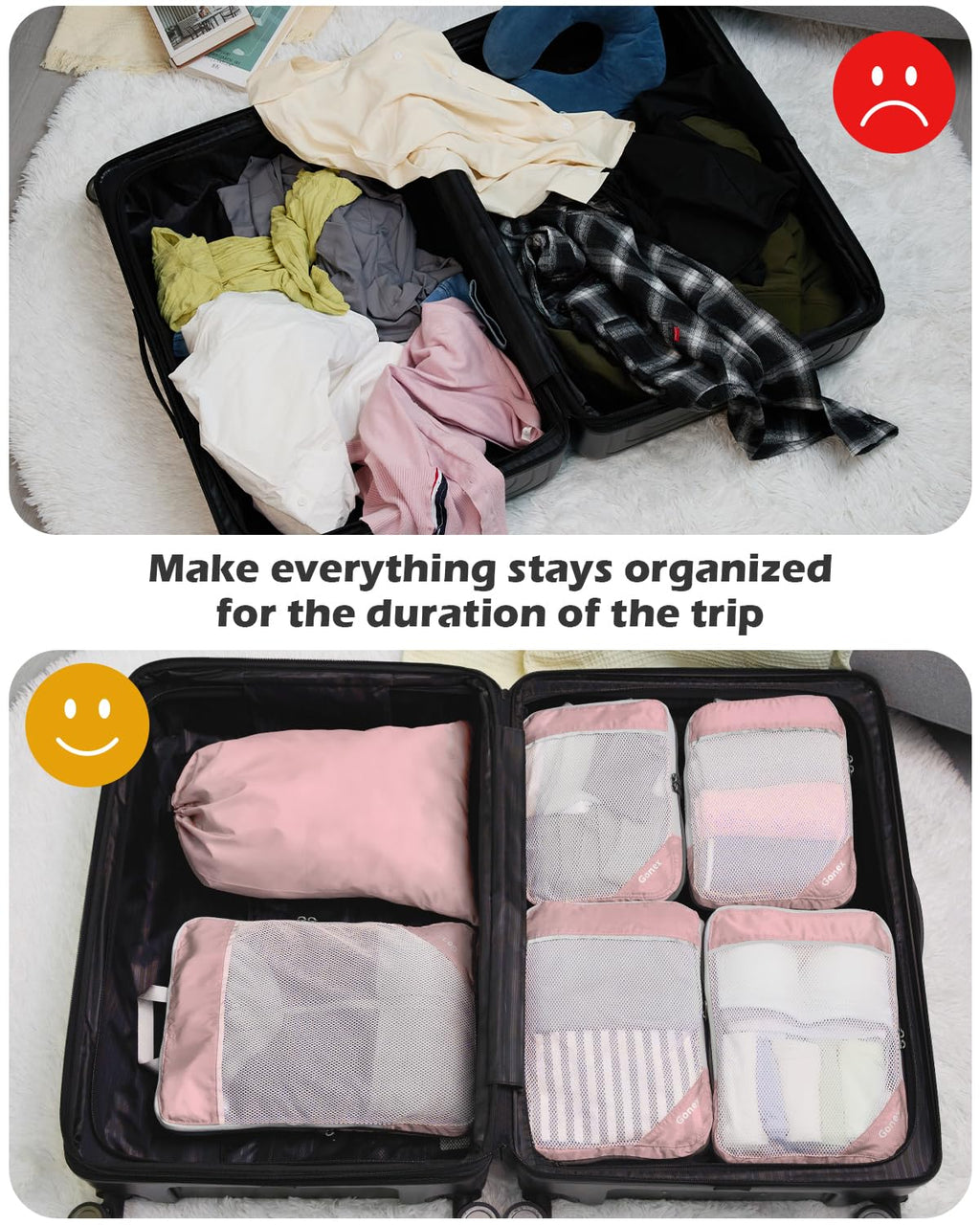 Compression Packing Cubes, Gonex Extensible Storage Mesh Bags Organizers