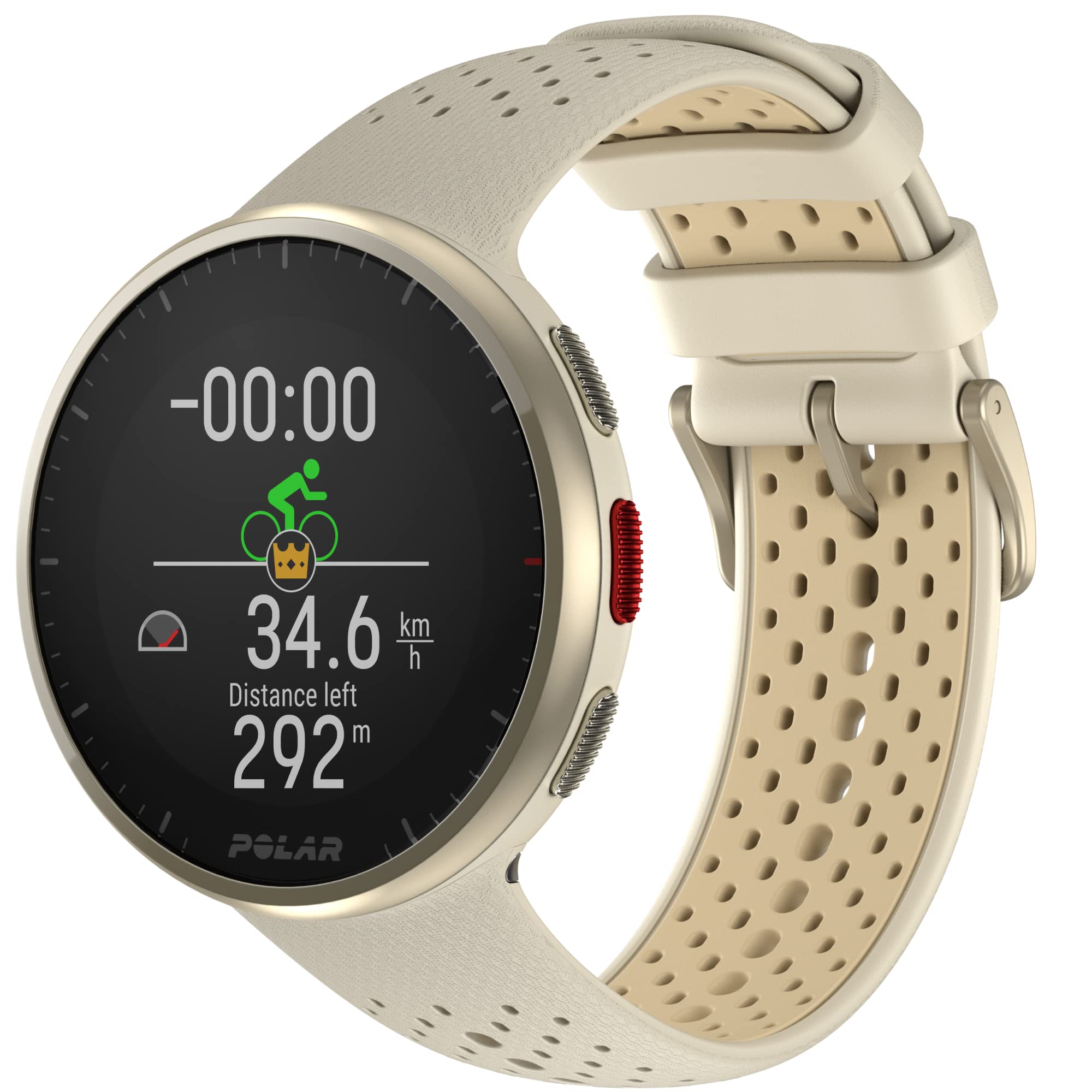 POLAR Pacer Pro Advanced Ultra-Light GPS Fitness Tracker Smartwatch for Runners with Training Program & Recovery Tools; S-L, for Men or Women, White-Red