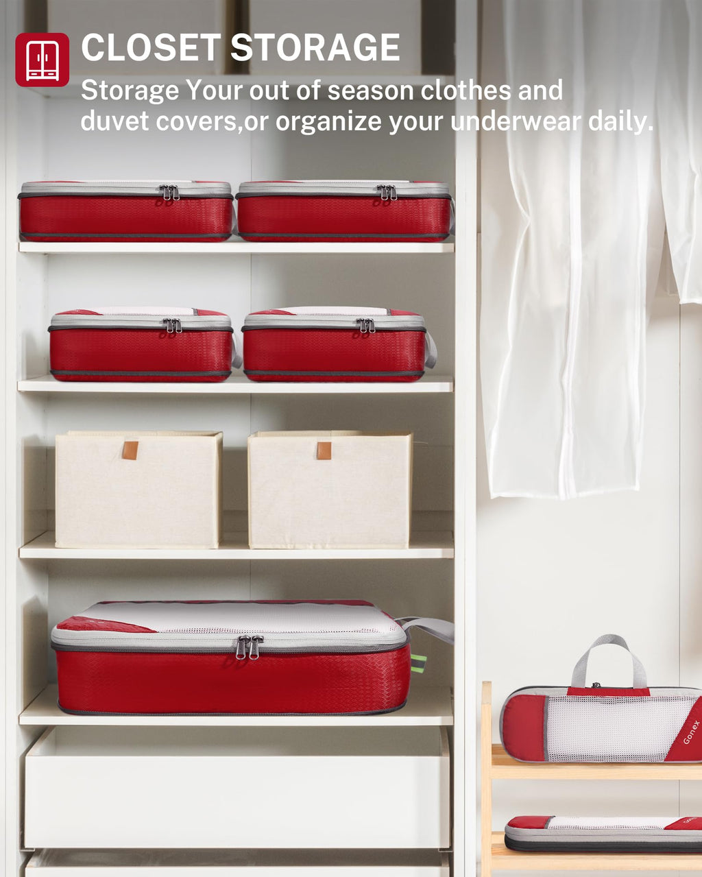 Compression Packing Cubes, Gonex Extensible Storage Mesh Bags Organizers